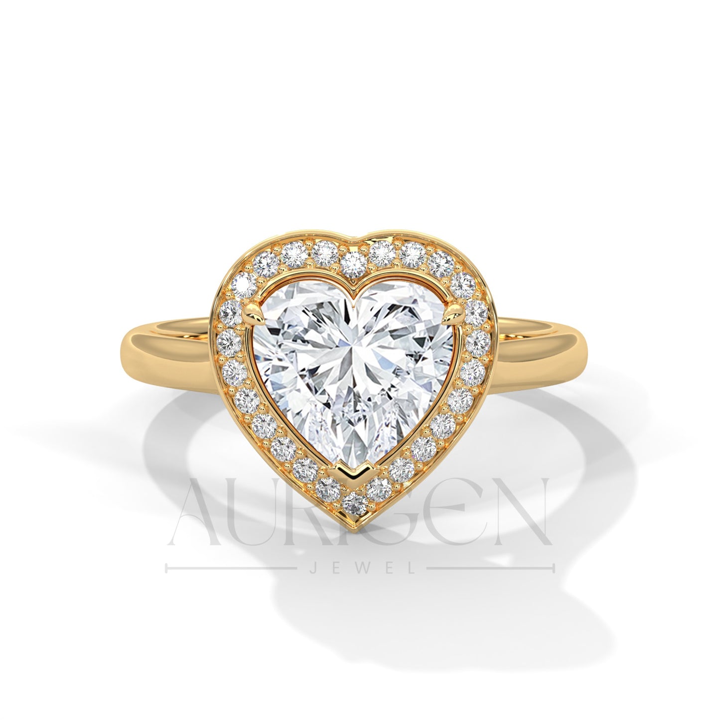 2 Ct Heart Shaped Diamond Halo Engagement Ring in 14K Solid Gold