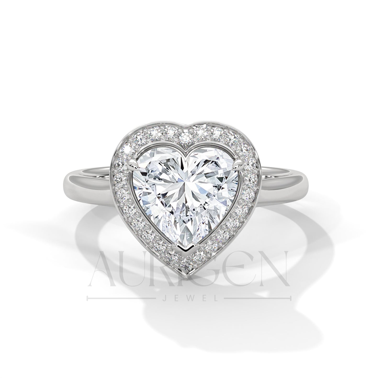 2 Ct Heart Shaped Diamond Halo Engagement Ring in 14K Solid Gold