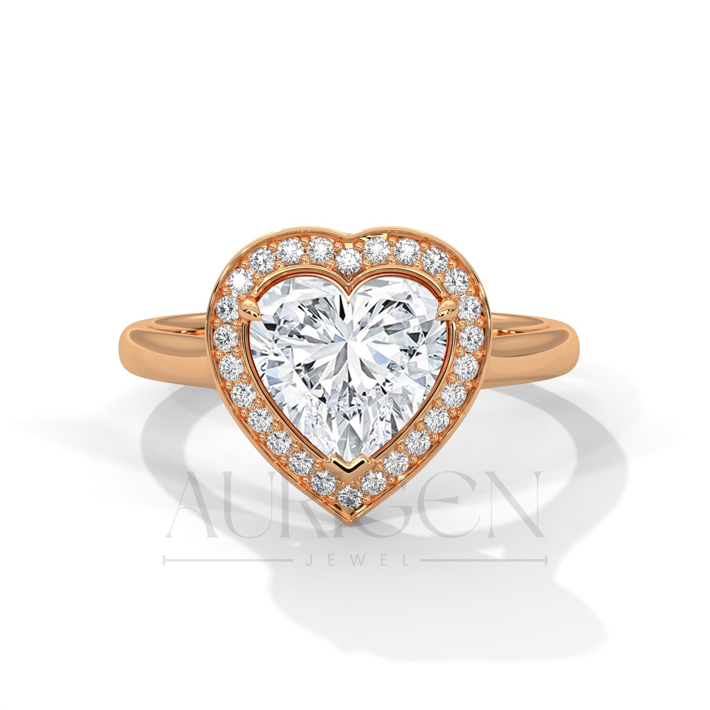 2 Ct Heart Shaped Diamond Halo Engagement Ring in 14K Solid Gold