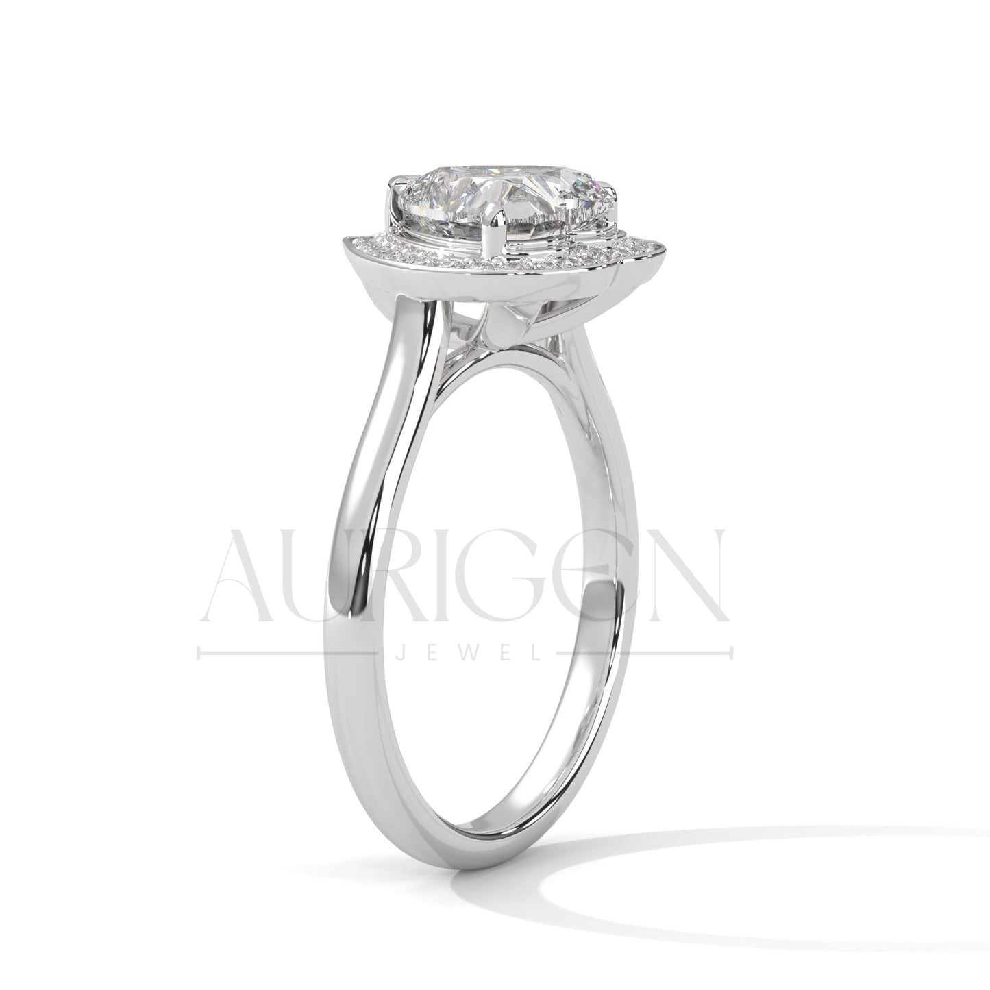 2 Ct Heart Shaped Diamond Halo Engagement Ring in 14K Solid Gold