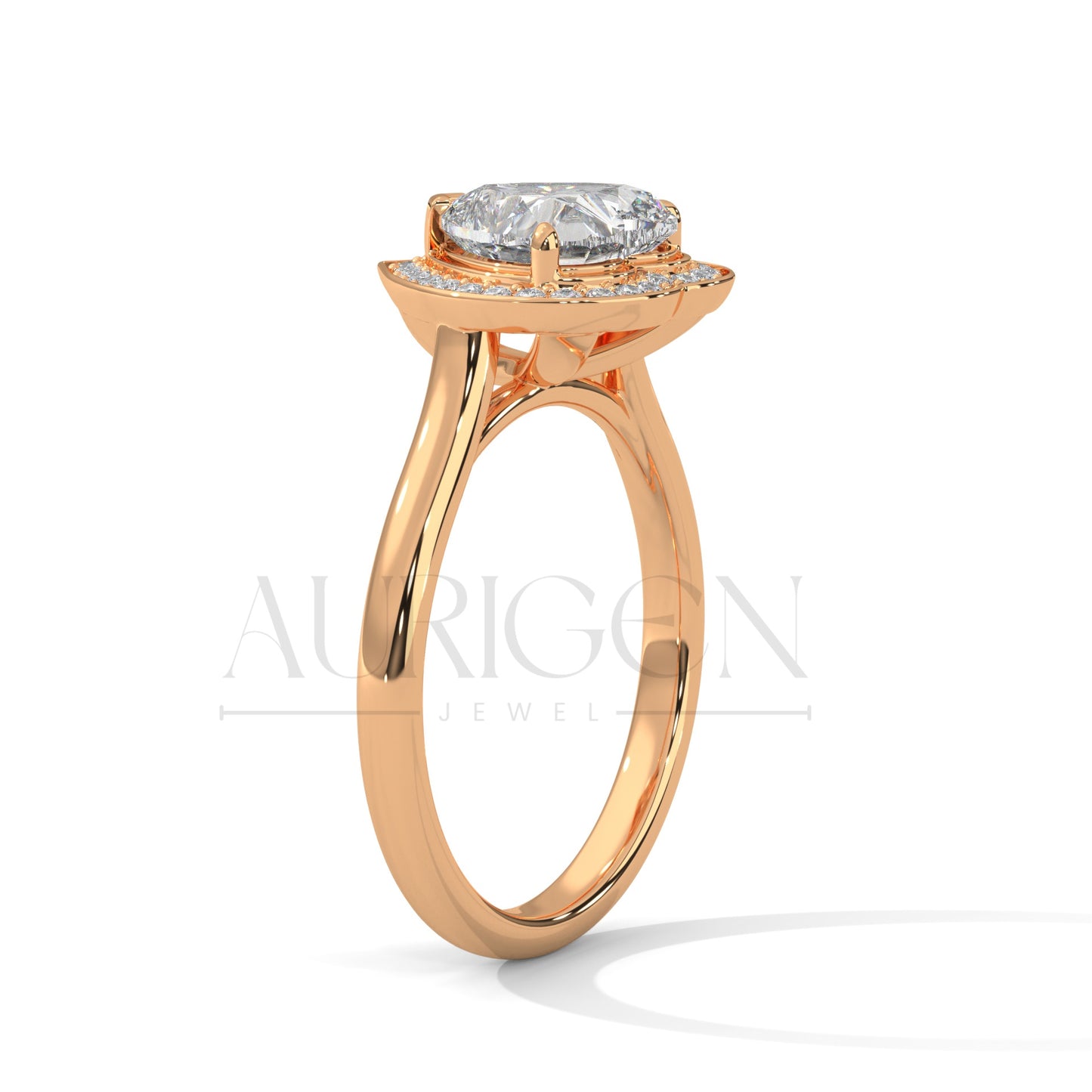 2 Ct Heart Shaped Diamond Halo Engagement Ring in 14K Solid Gold