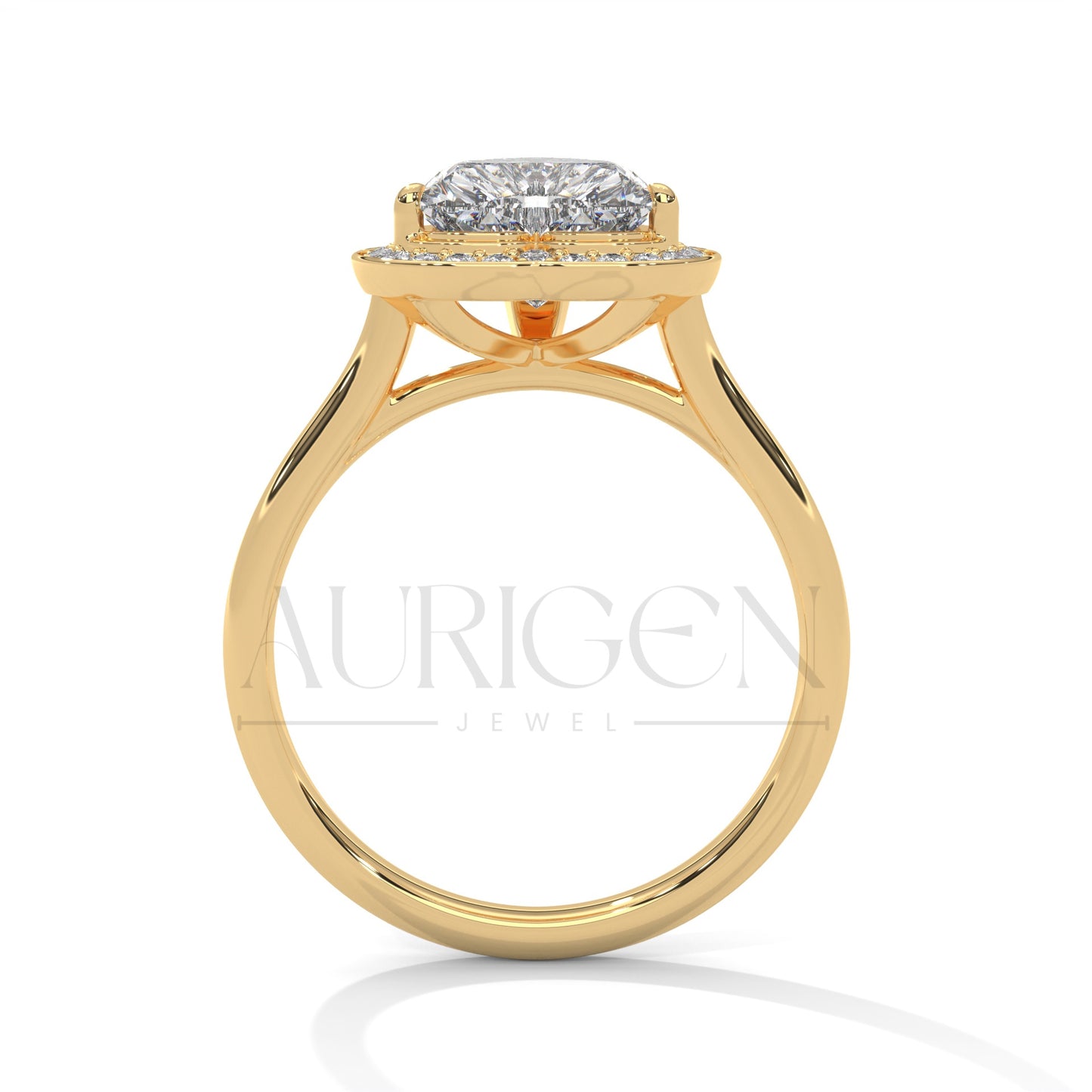2 Ct Heart Shaped Diamond Halo Engagement Ring in 14K Solid Gold