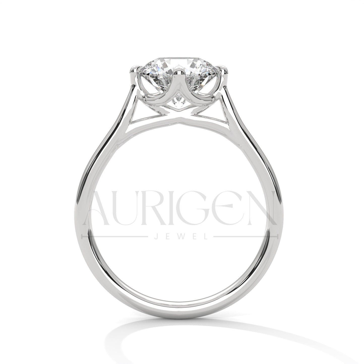 Round Brilliant Cut Solitaire Engagement Ring in 14K Yellow Gold Classic 4 Prong Setting