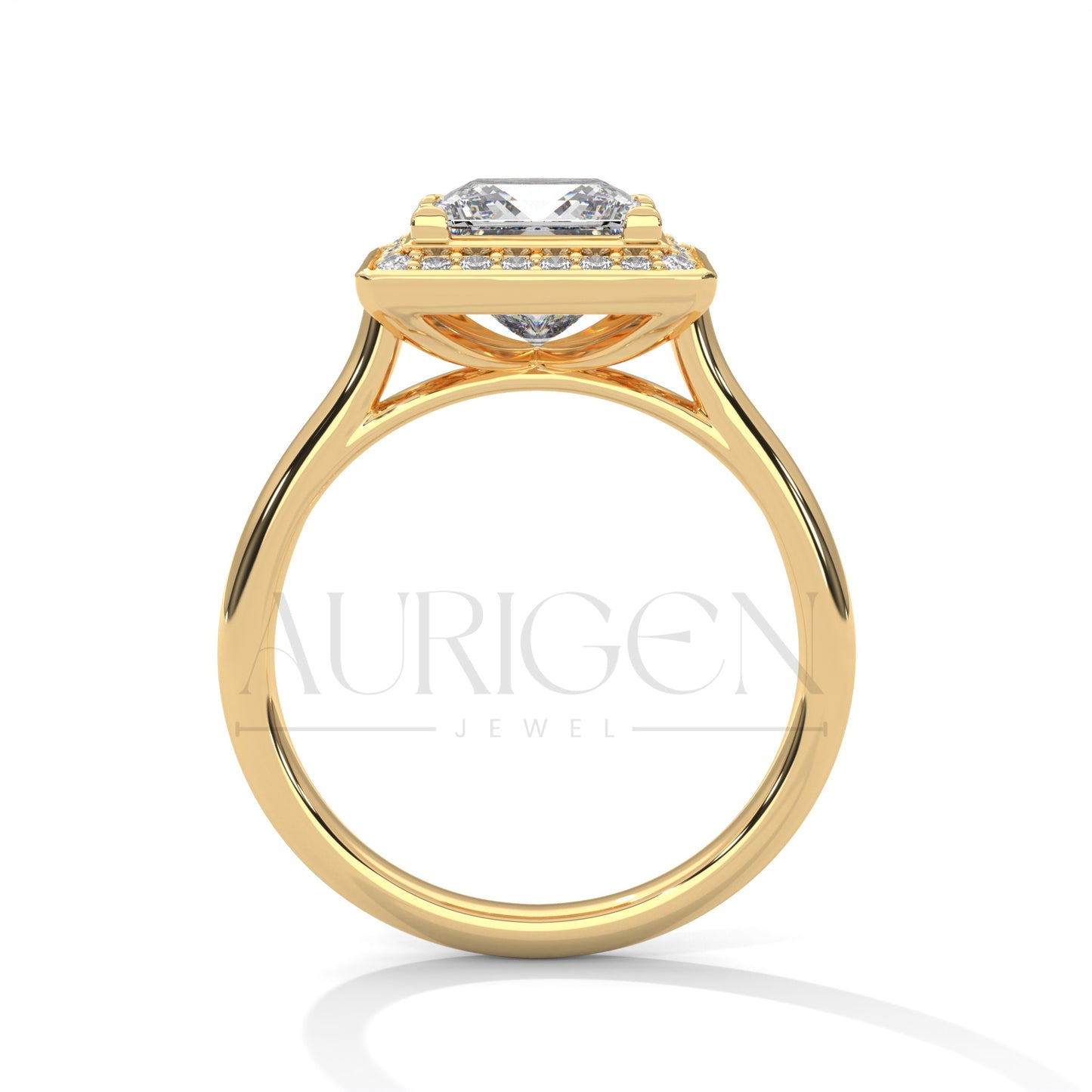 2.0 CT Princess Cut Diamond Engagement Ring with Halo in 14K Solid Gold