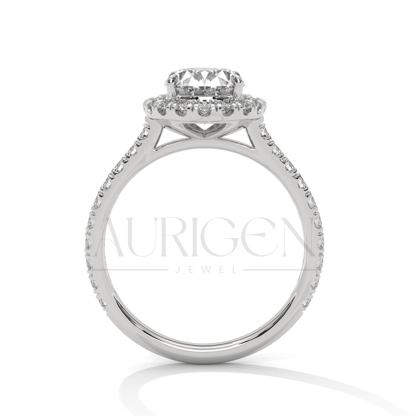 Dazzling 14K Solid Gold Engagement Ring Oval Cut Moissanite Diamond Halo and Pave Setting Ring