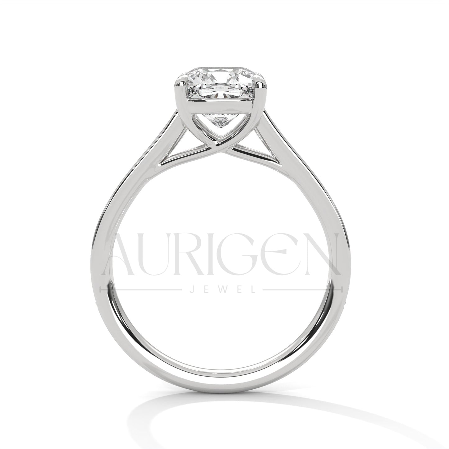 Elegant Cushion Cut Ring in 14K Solid Gold with Pave Diamonds