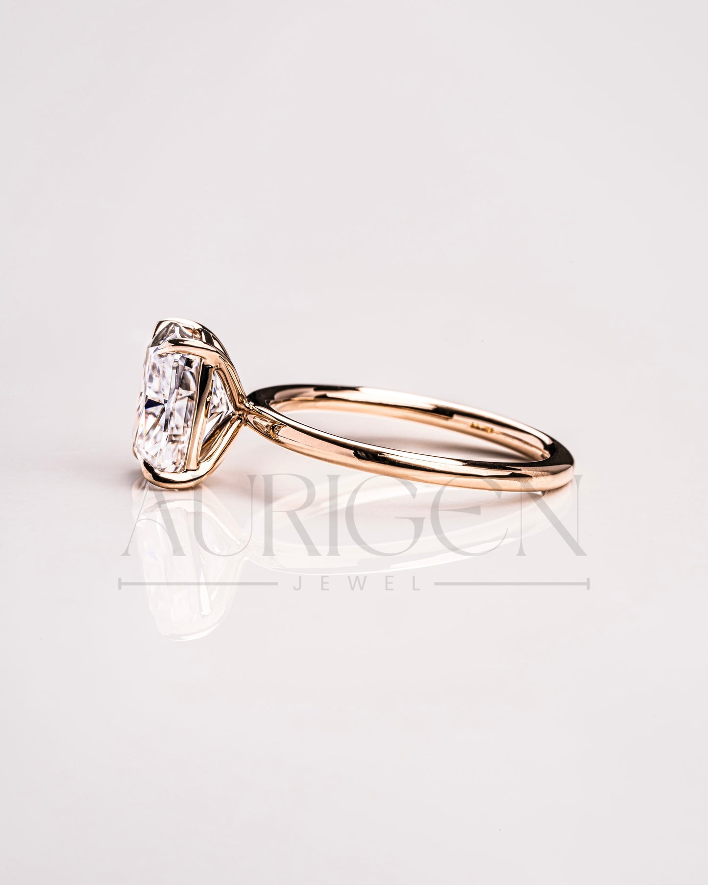 Cushion Cut Moissanite & Leb Grown Engagement Ring in 14k Solid Gold