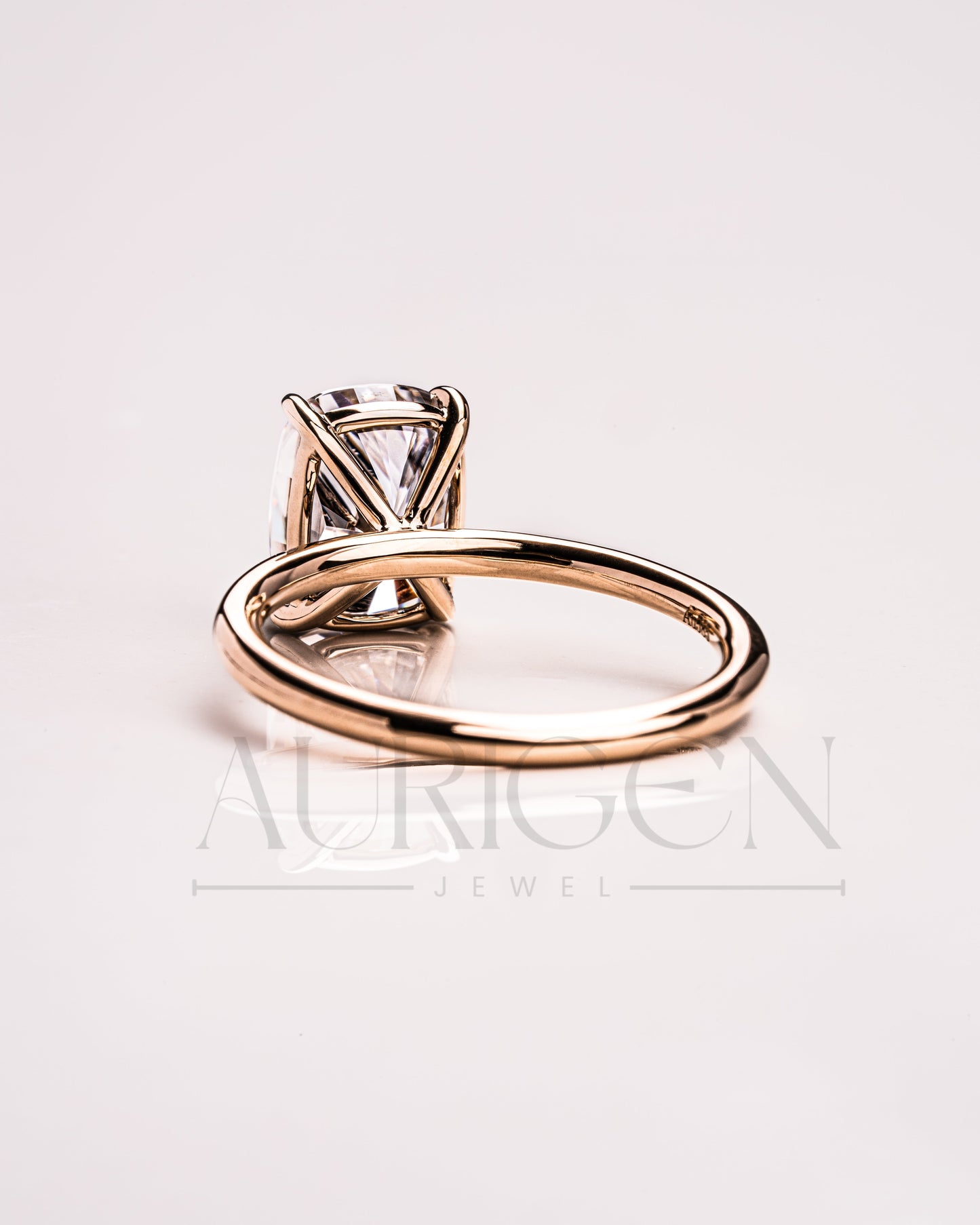 Cushion Cut Moissanite & Leb Grown Engagement Ring in 14k Solid Gold
