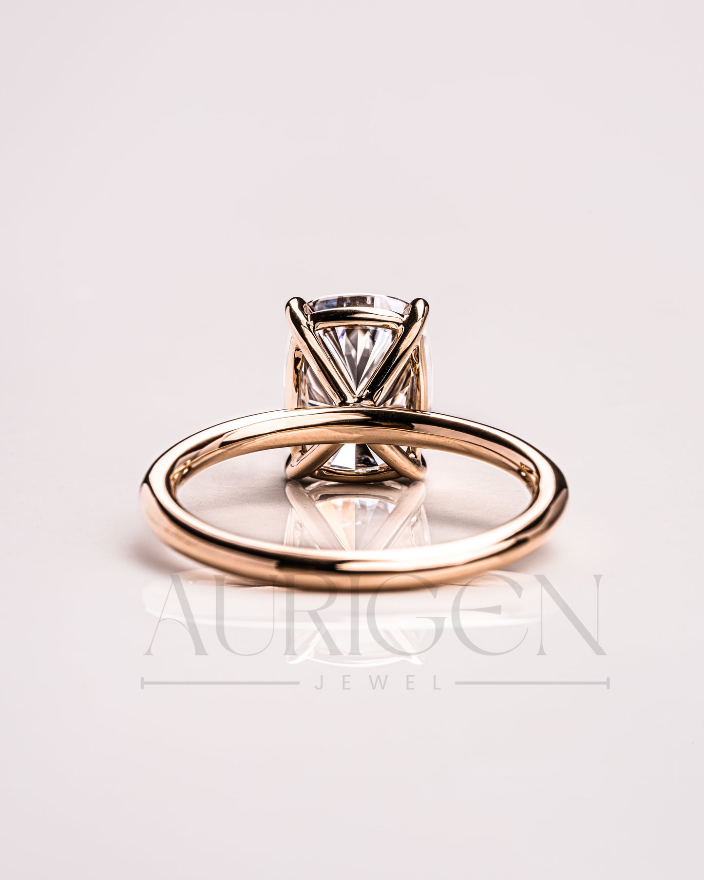 Cushion Cut Moissanite & Leb Grown Engagement Ring in 14k Solid Gold