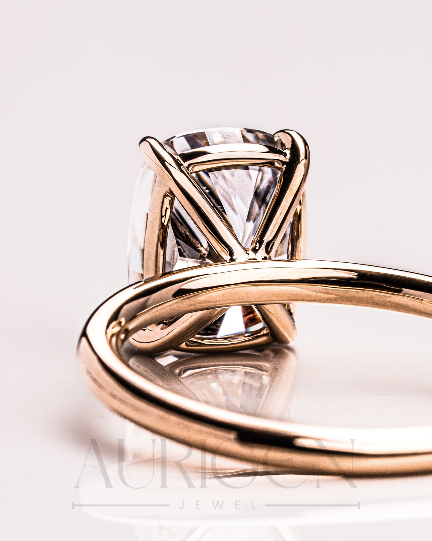 Cushion Cut Moissanite & Leb Grown Engagement Ring in 14k Solid Gold