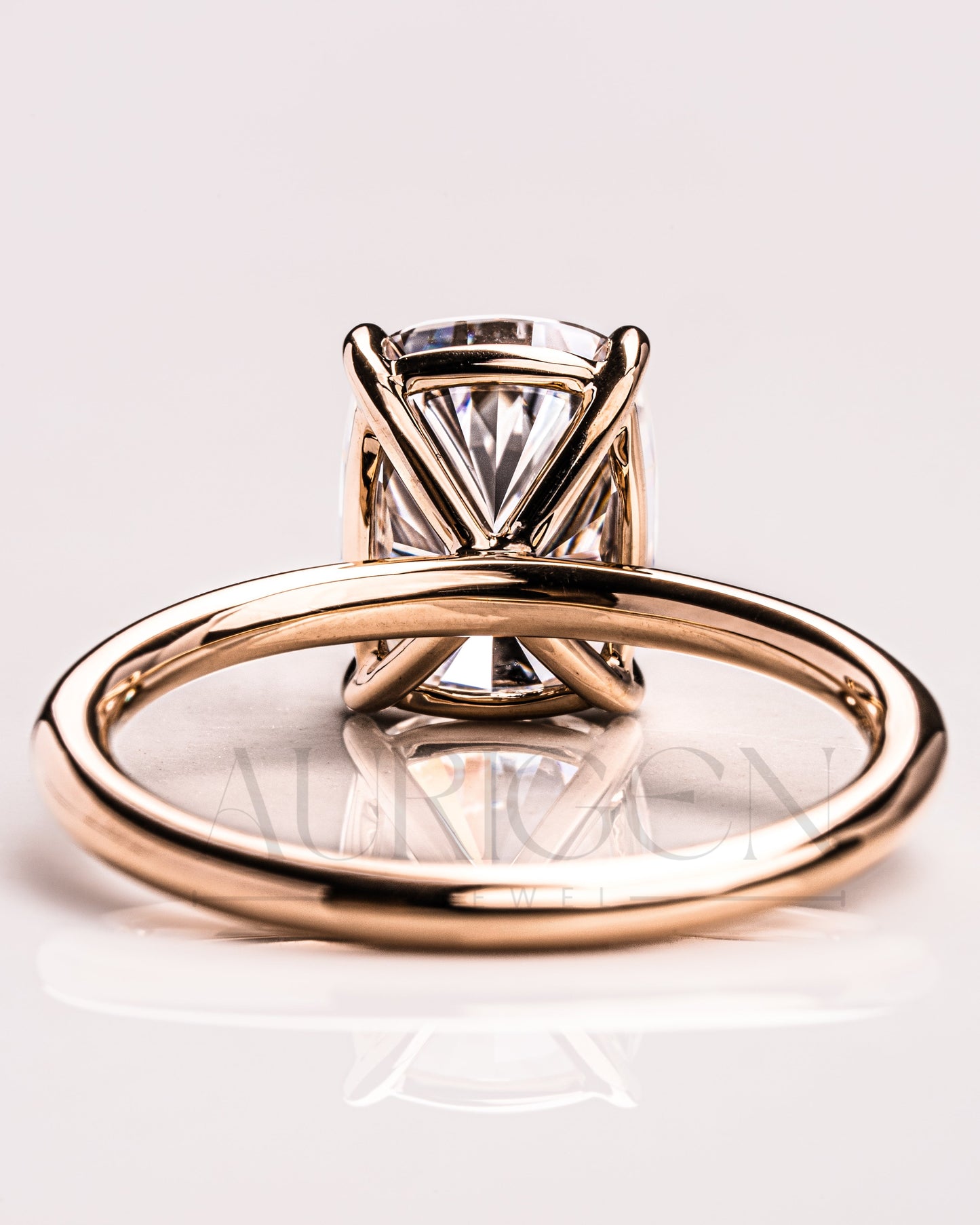 Cushion Cut Moissanite & Leb Grown Engagement Ring in 14k Solid Gold