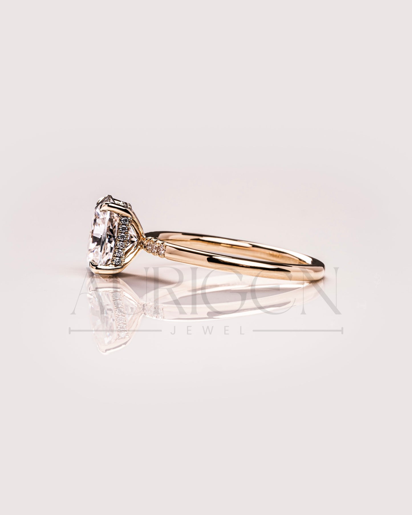 Cushion Brilliant Leb Diamond & Moissanite Diamond Engagement Ring Halo With Side Stone Engagement Ring
