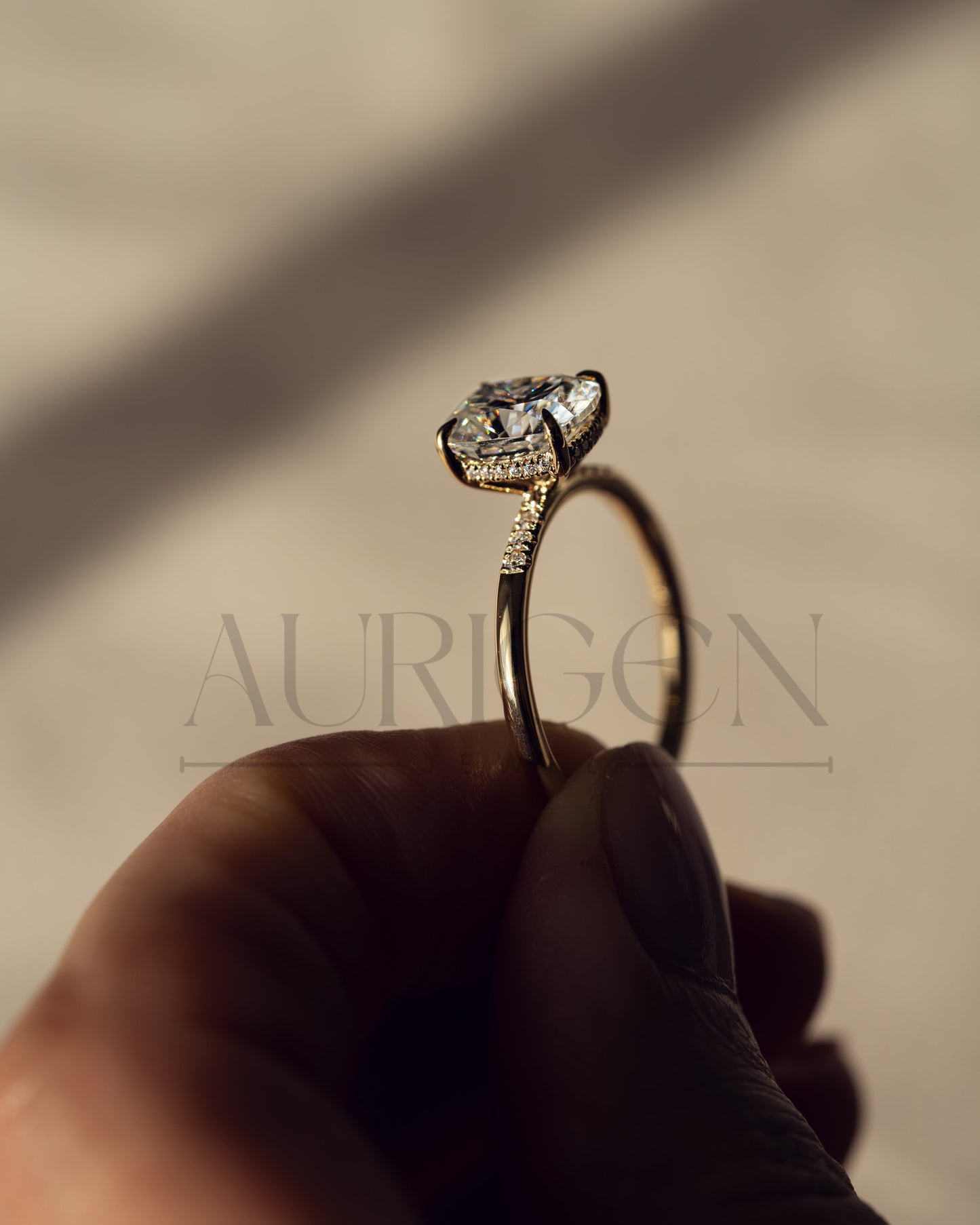 Cushion Brilliant Leb Diamond & Moissanite Diamond Engagement Ring Halo With Side Stone Engagement Ring