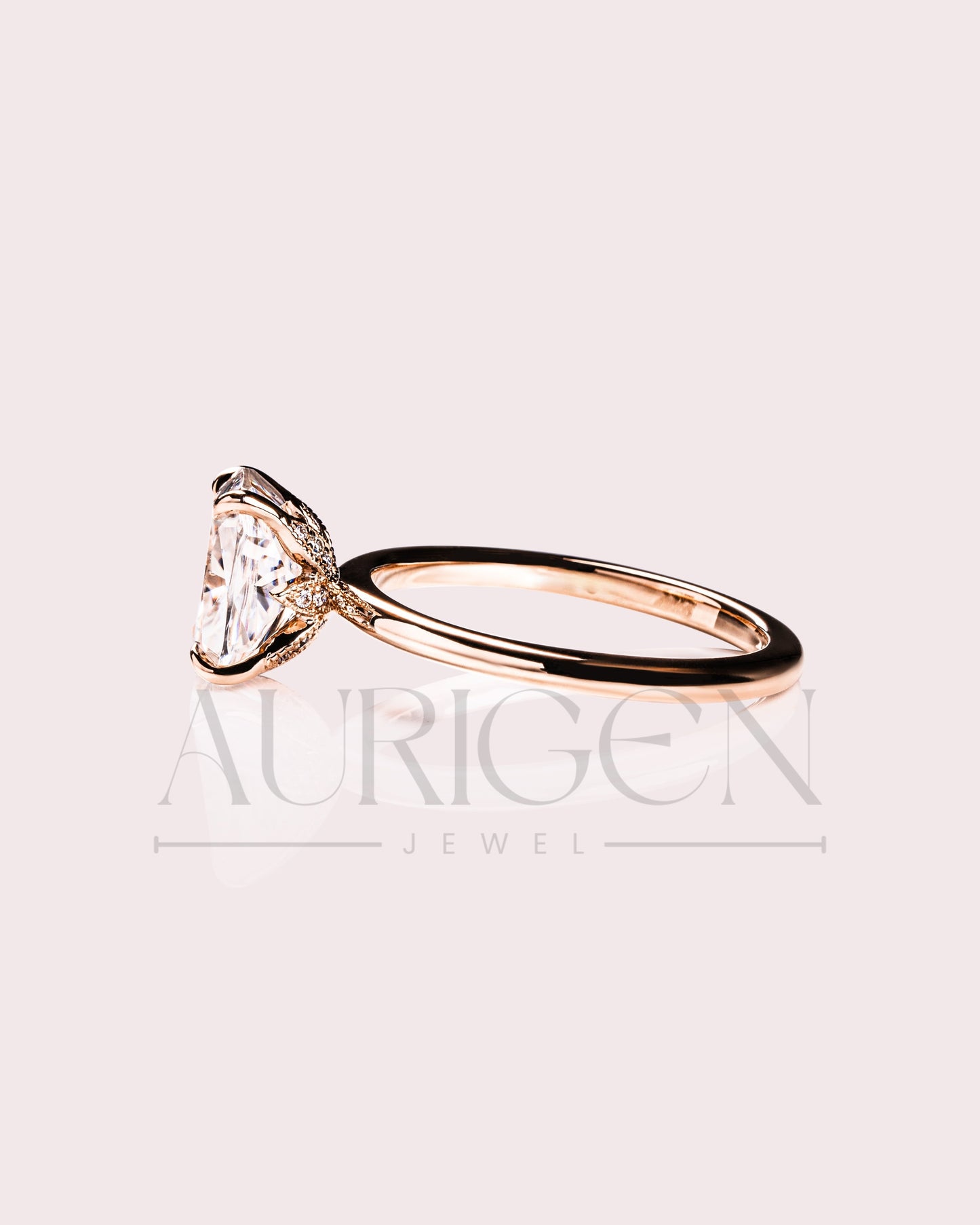 Elongated Cushion Cut Moissanite and Lab Grown Diamond Ring