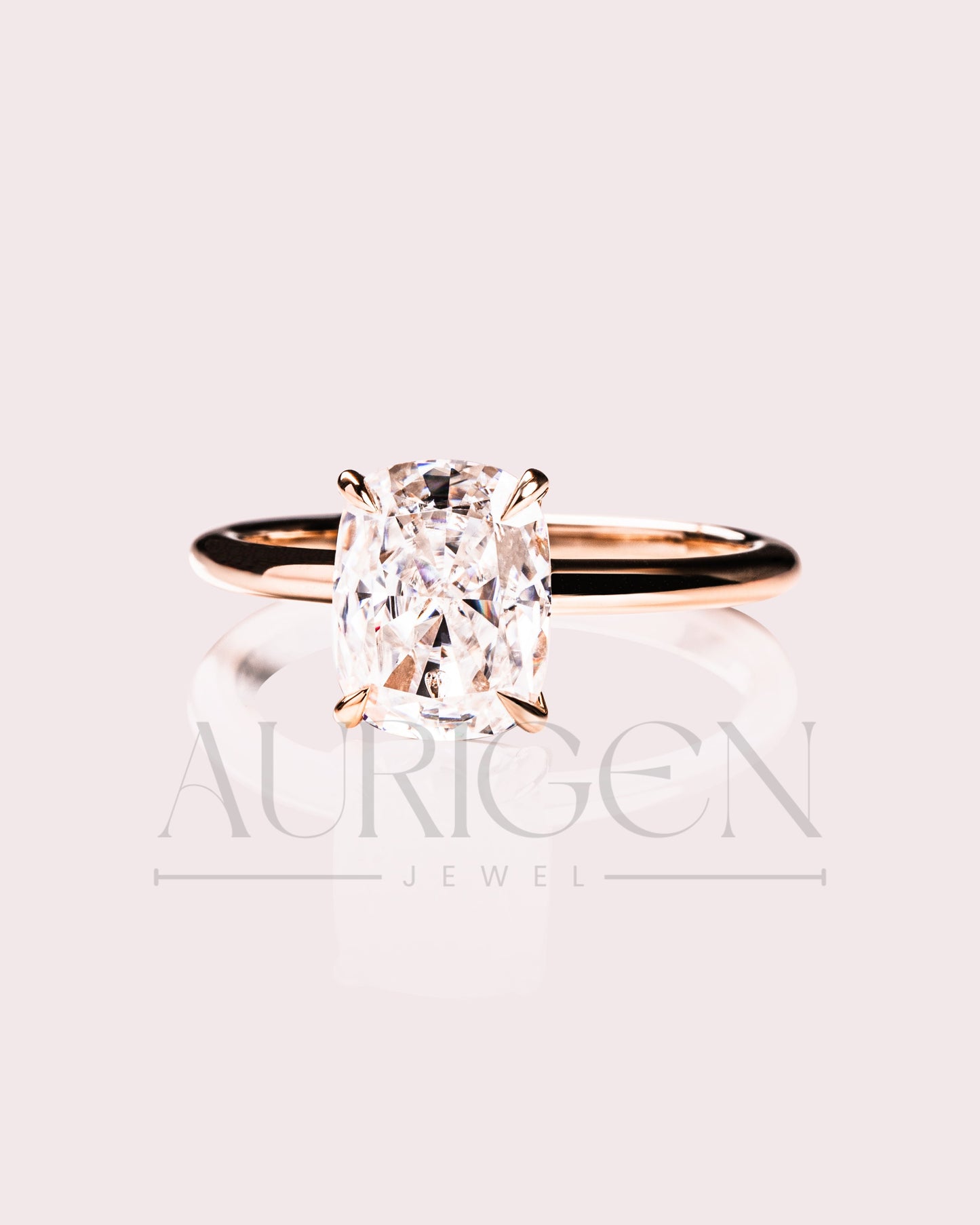 Elongated Cushion Cut Moissanite and Lab Grown Diamond Ring