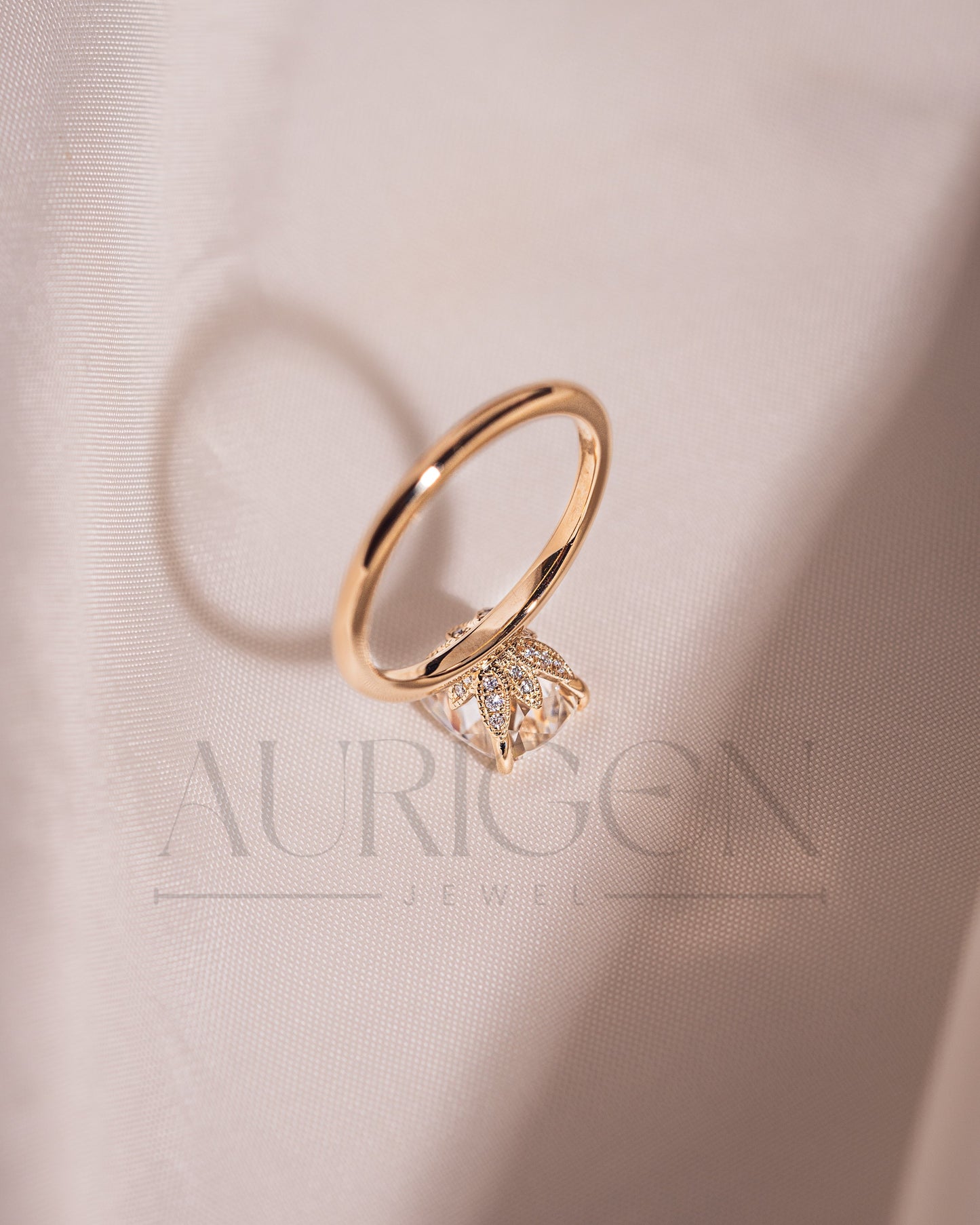 Elongated Cushion Cut Moissanite and Lab Grown Diamond Ring