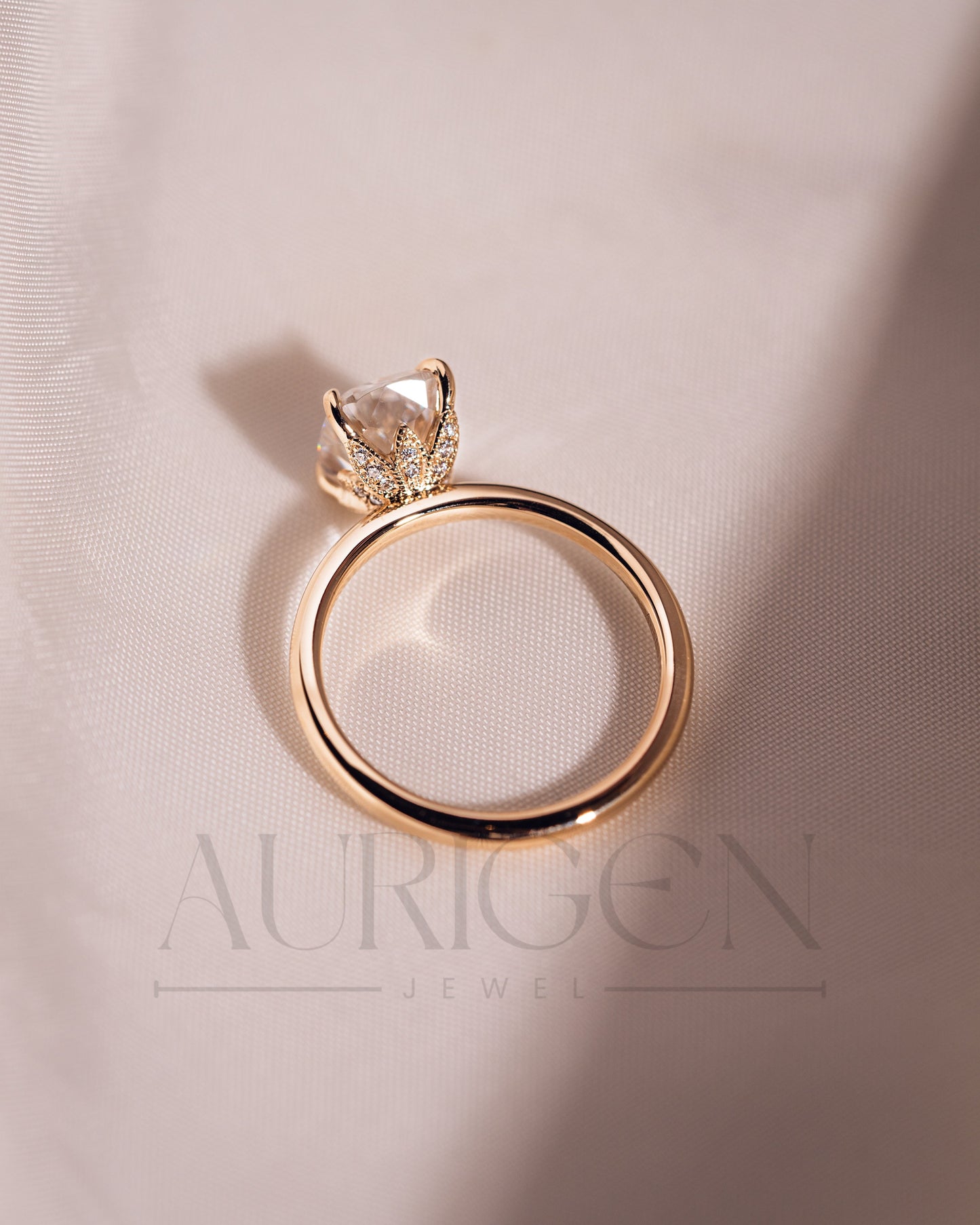 Elongated Cushion Cut Moissanite and Lab Grown Diamond Ring