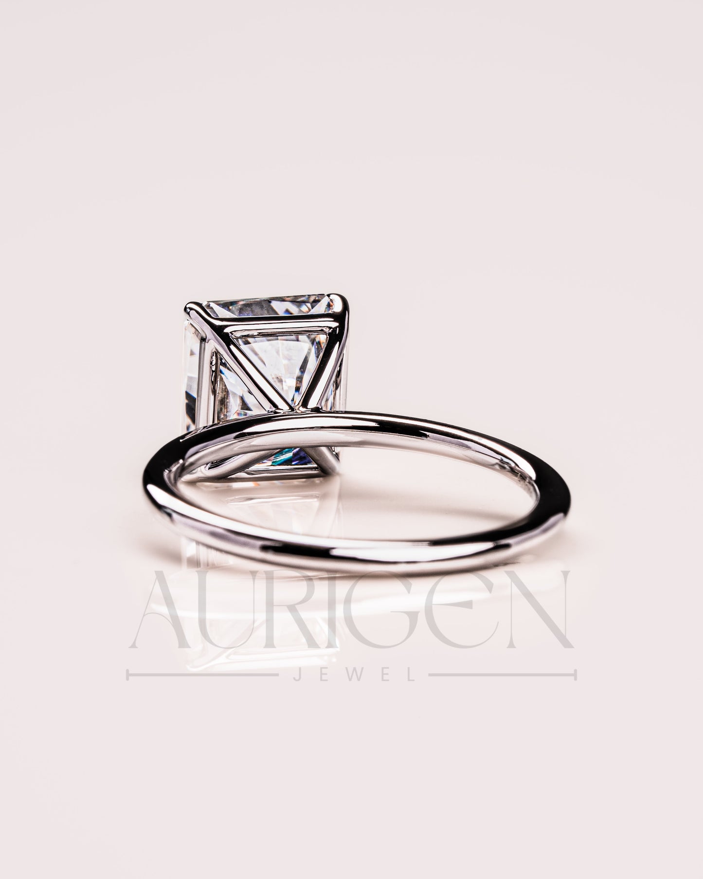 Radiant Cut Lab Grown and Moissanite Diamond Ring in 14K Solid Gold