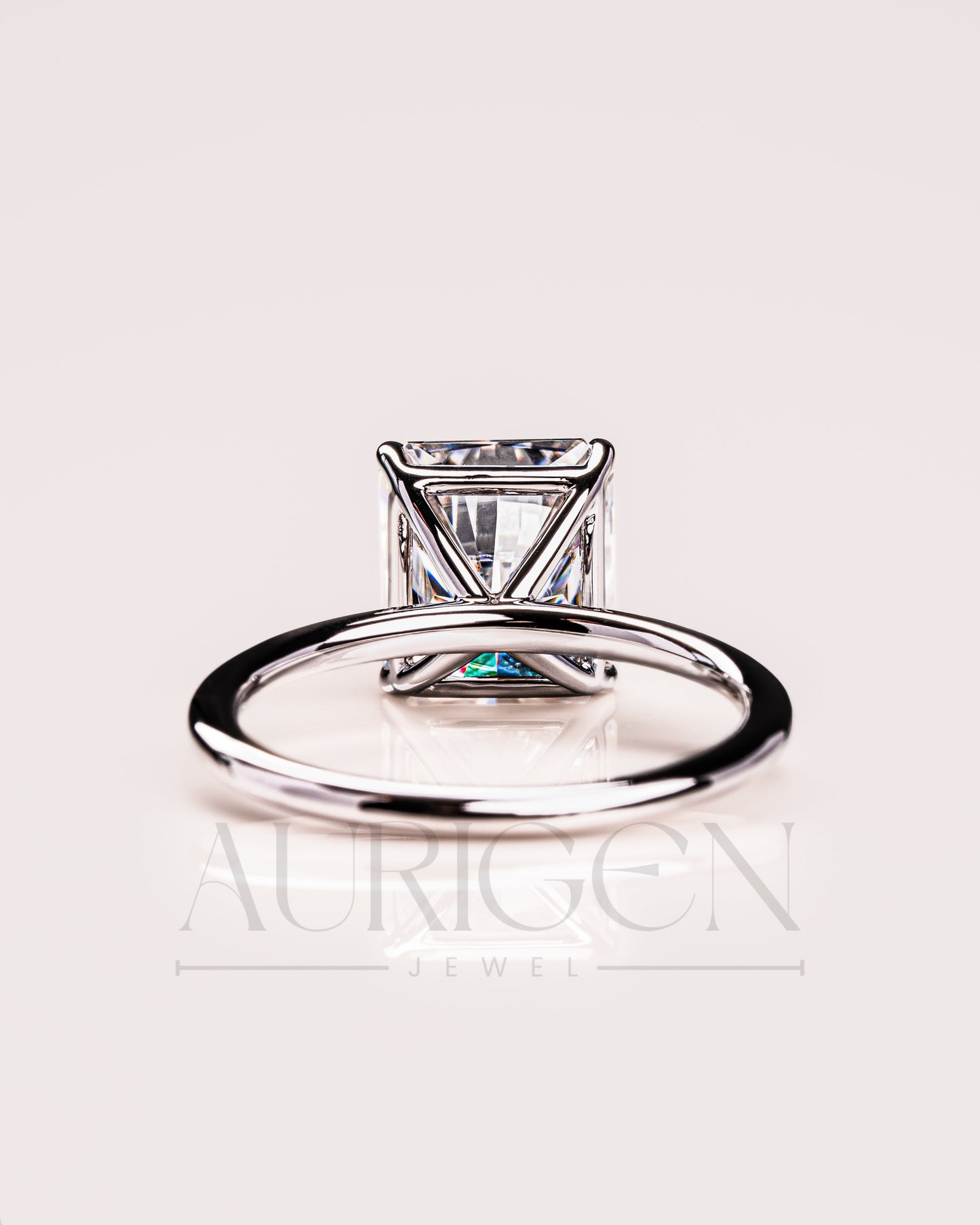 Radiant Cut Lab Grown and Moissanite Diamond Ring in 14K Solid Gold