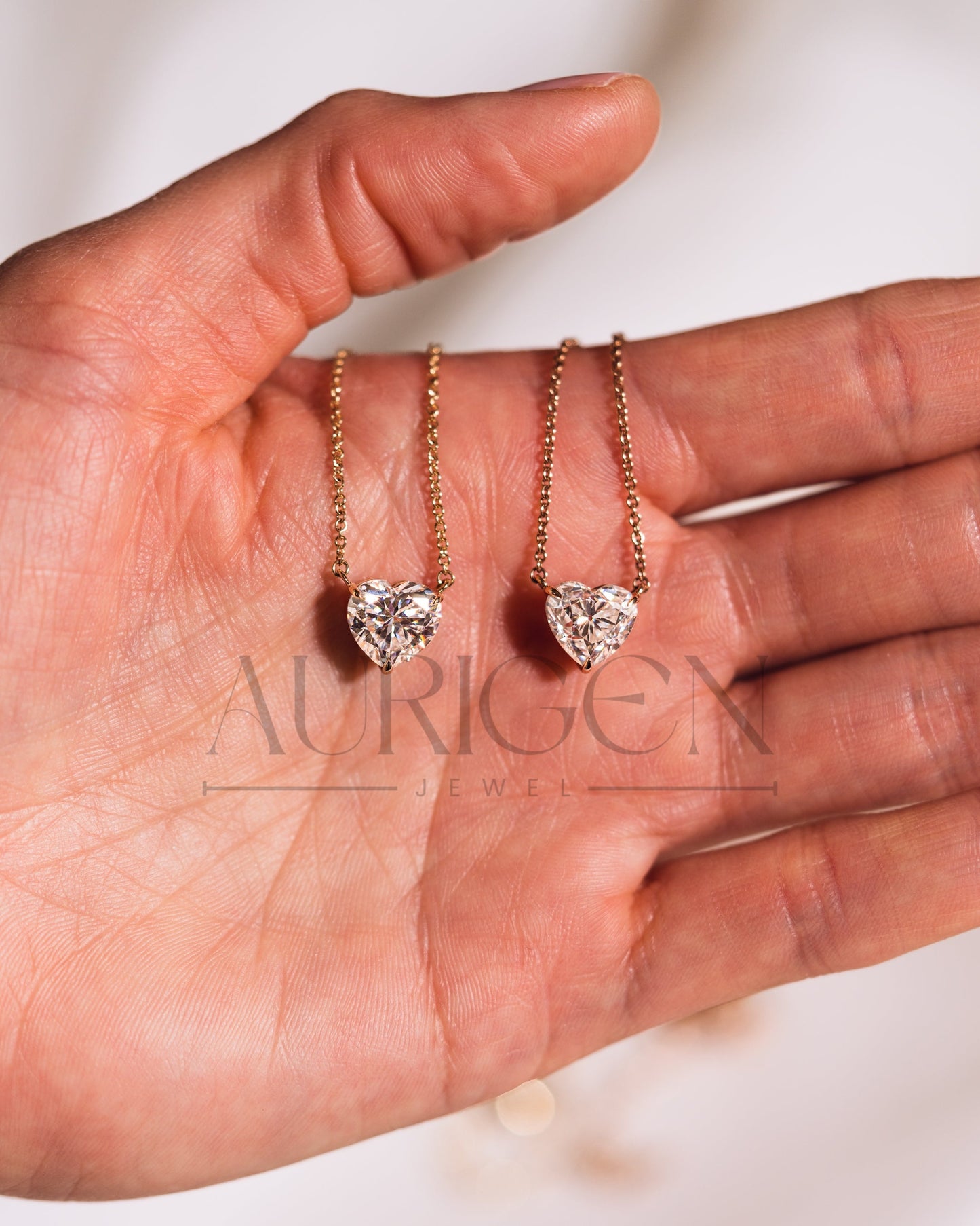 Romantic Rose Gold Heart Cut Lab Grown and Moissanite Diamond Necklace