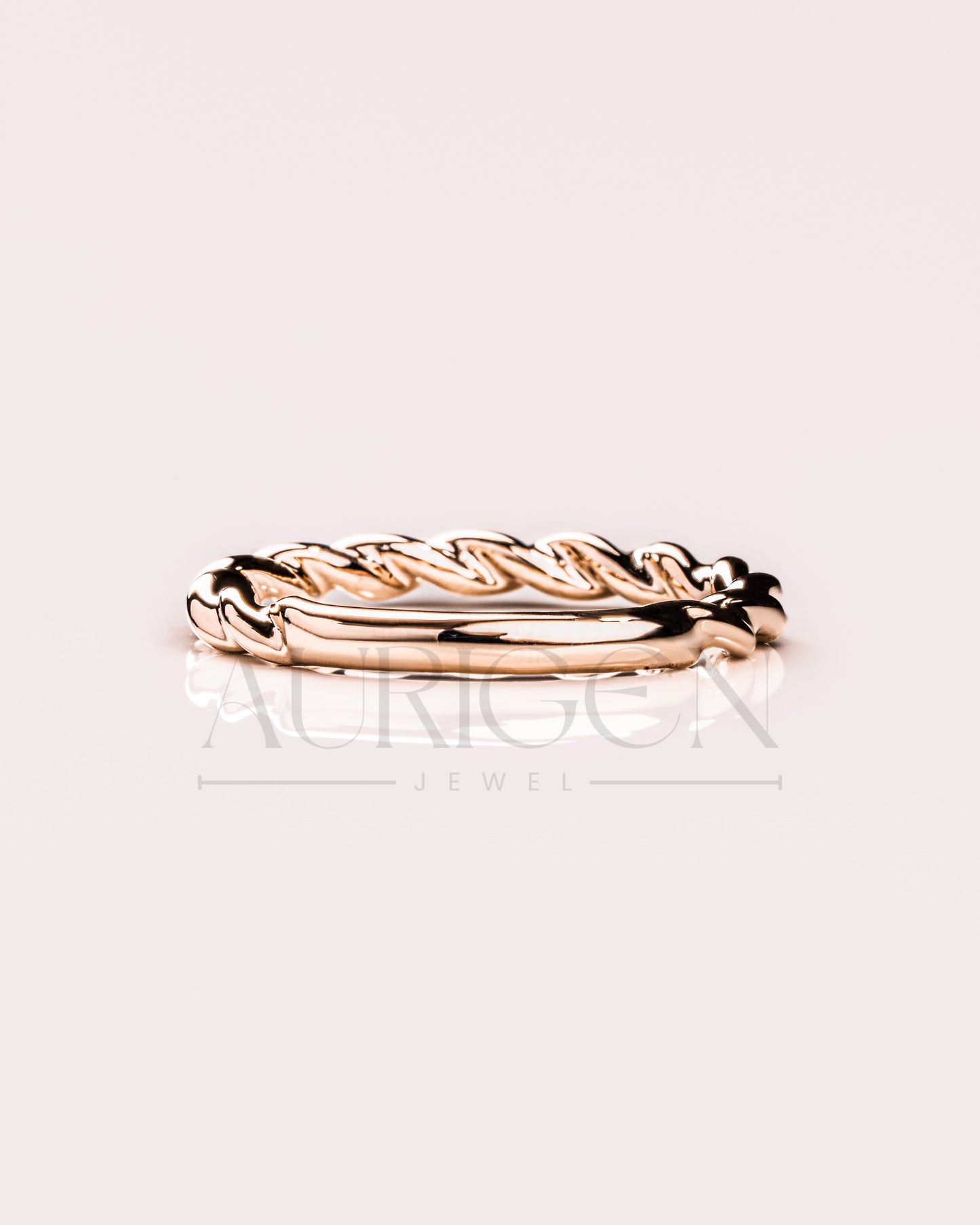 Twisted Rope 14K Solid Gold Band Perfect for Stacking Band
