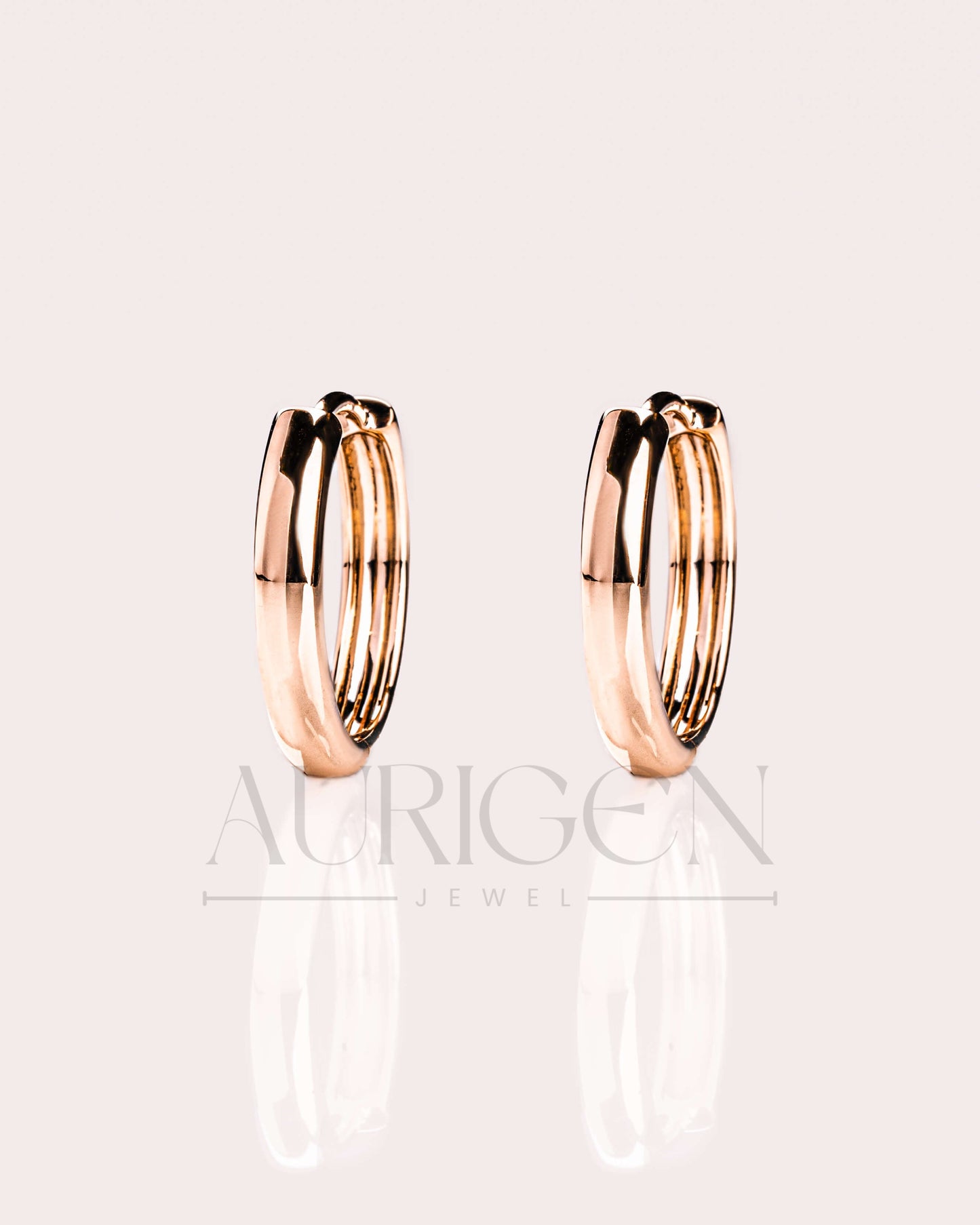 Round Cut Moissanite and Lab Grown Diamond 14k Rose Gold Huggie Hoop Earrings