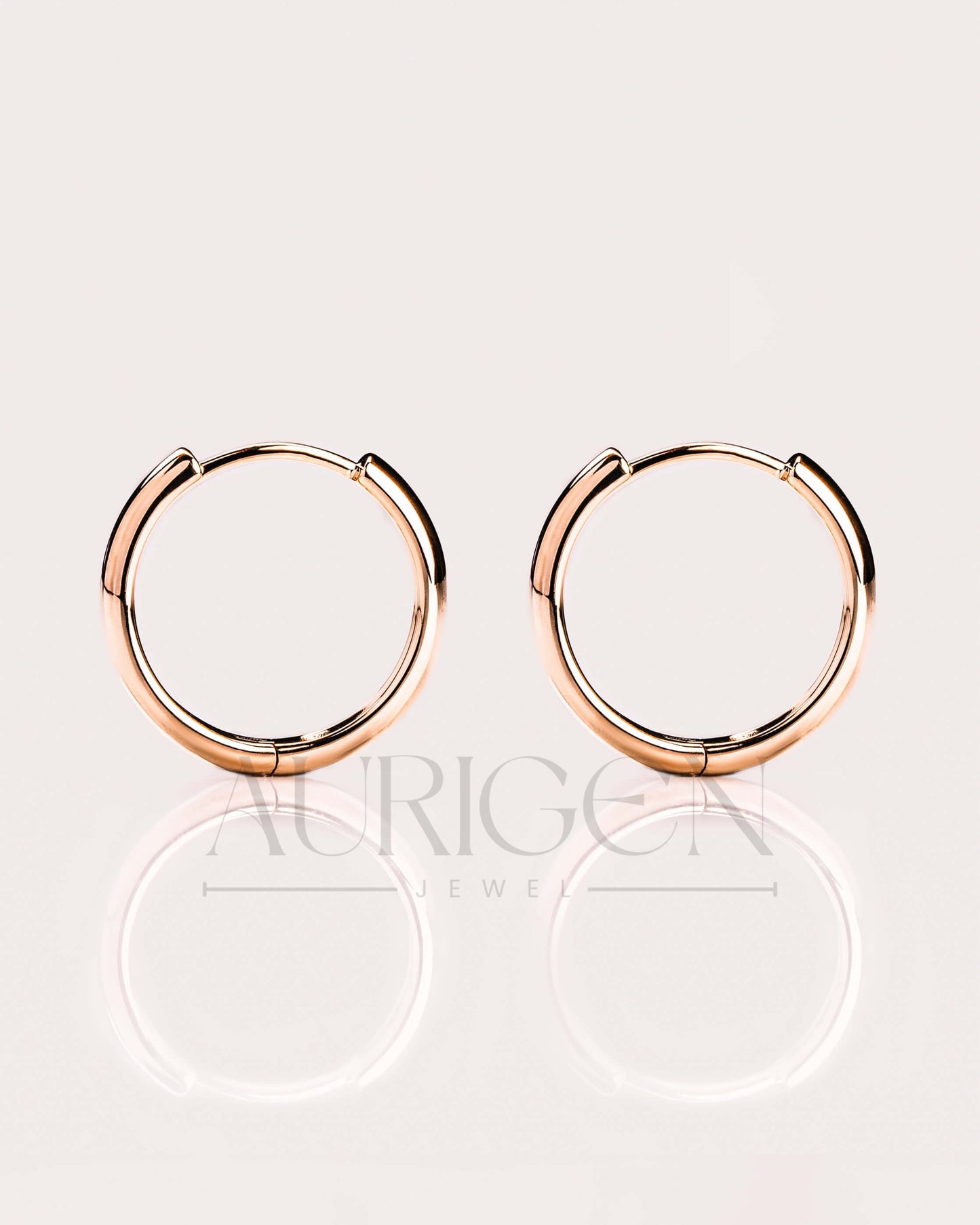 Round Cut Moissanite and Lab Grown Diamond 14k Rose Gold Huggie Hoop Earrings