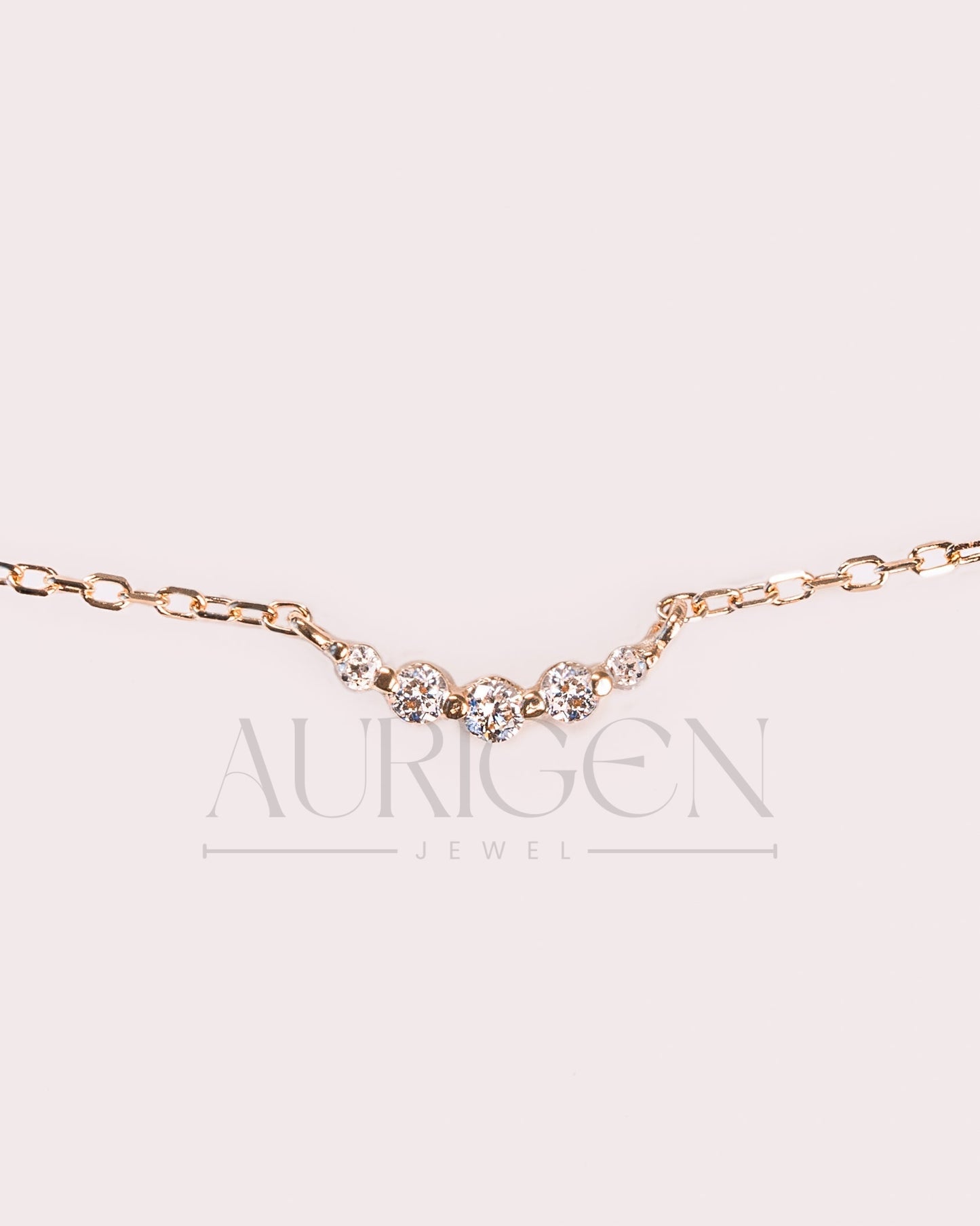 14K Solid Gold Round Cut Moissanite and Lab Grown Diamond Necklace