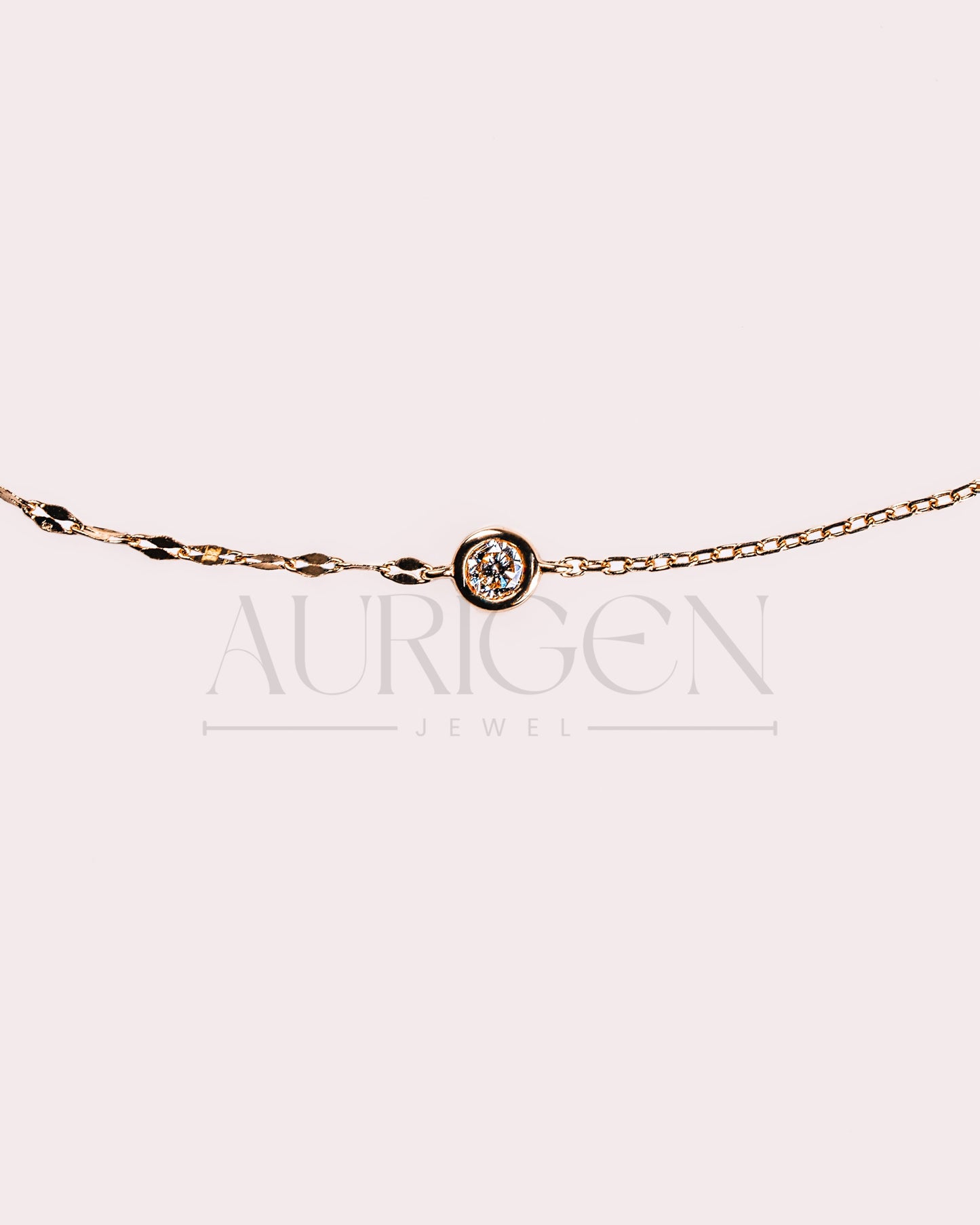 Elegant Round Cut Moissanite and Lab Grown Diamond Rose Gold Bezel Setting Bracelet