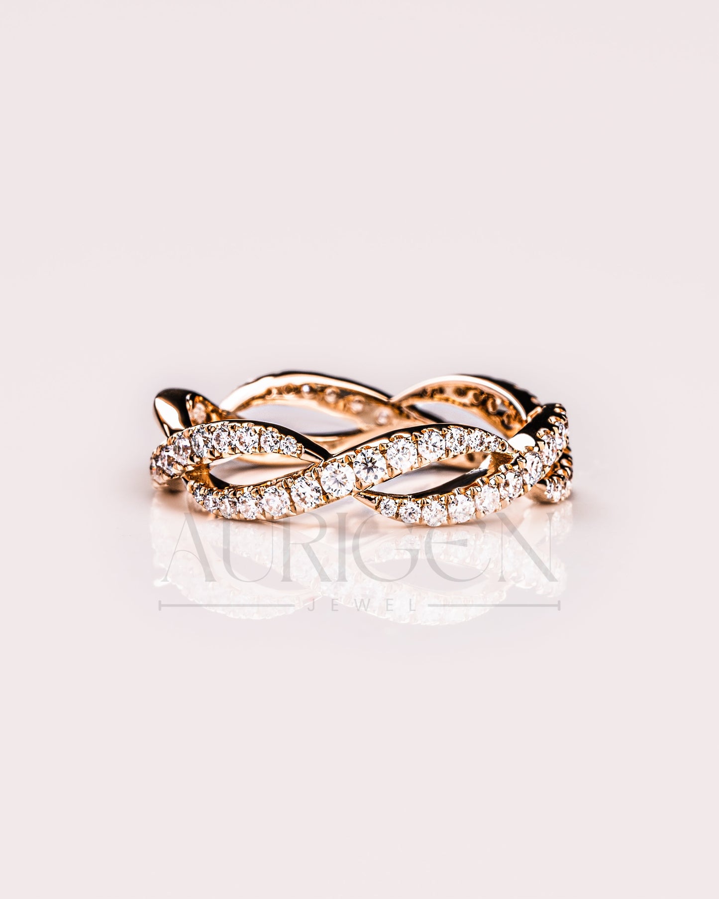 Infinity Style Sparkle Band – Round Cut Moissanite and Lab Grown Diamond