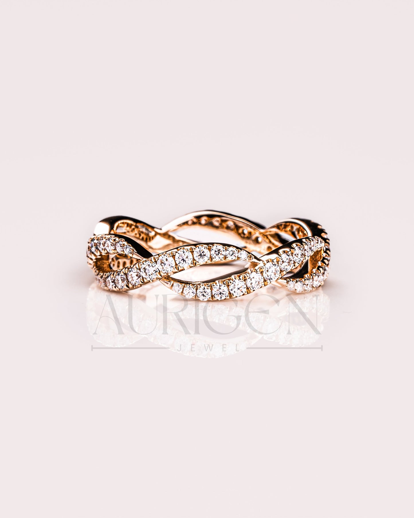 Infinity Style Sparkle Band – Round Cut Moissanite and Lab Grown Diamond