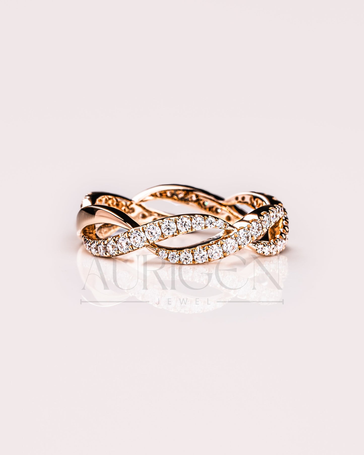Infinity Style Sparkle Band – Round Cut Moissanite and Lab Grown Diamond