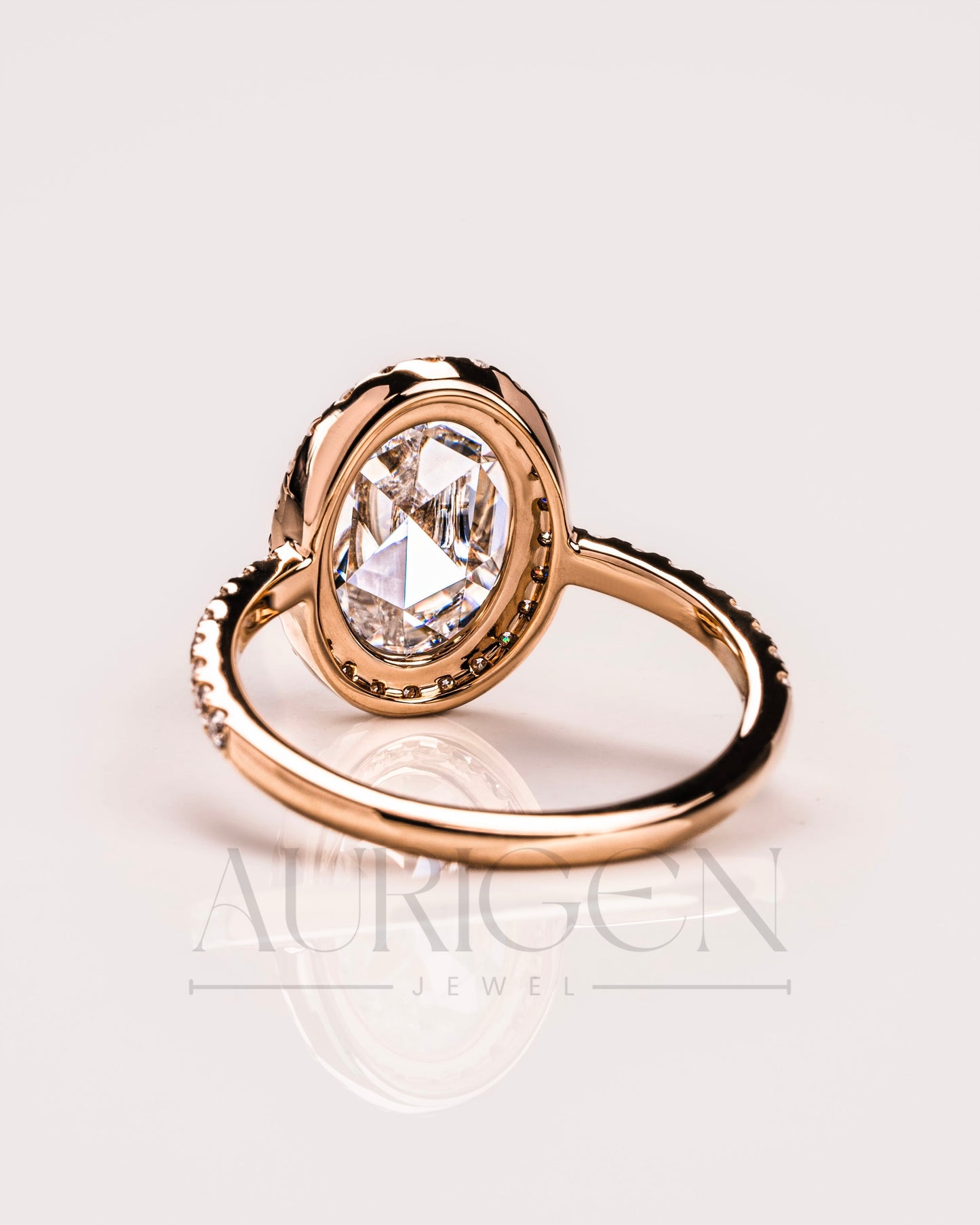 Elegant Oval Cut Moissanite and Lab Grown Diamond Ring With Halo and Pave Setting