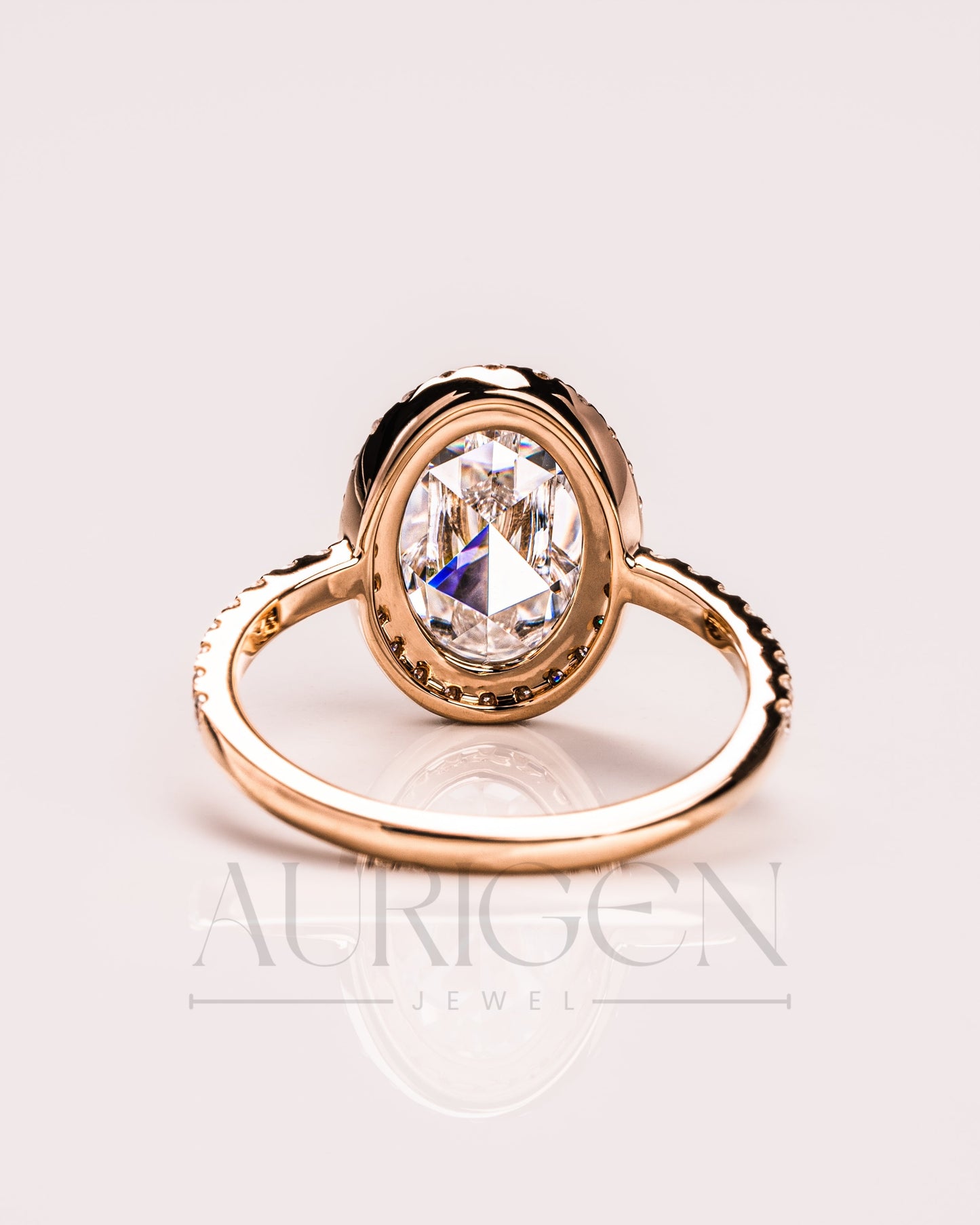 Elegant Oval Cut Moissanite and Lab Grown Diamond Ring With Halo and Pave Setting