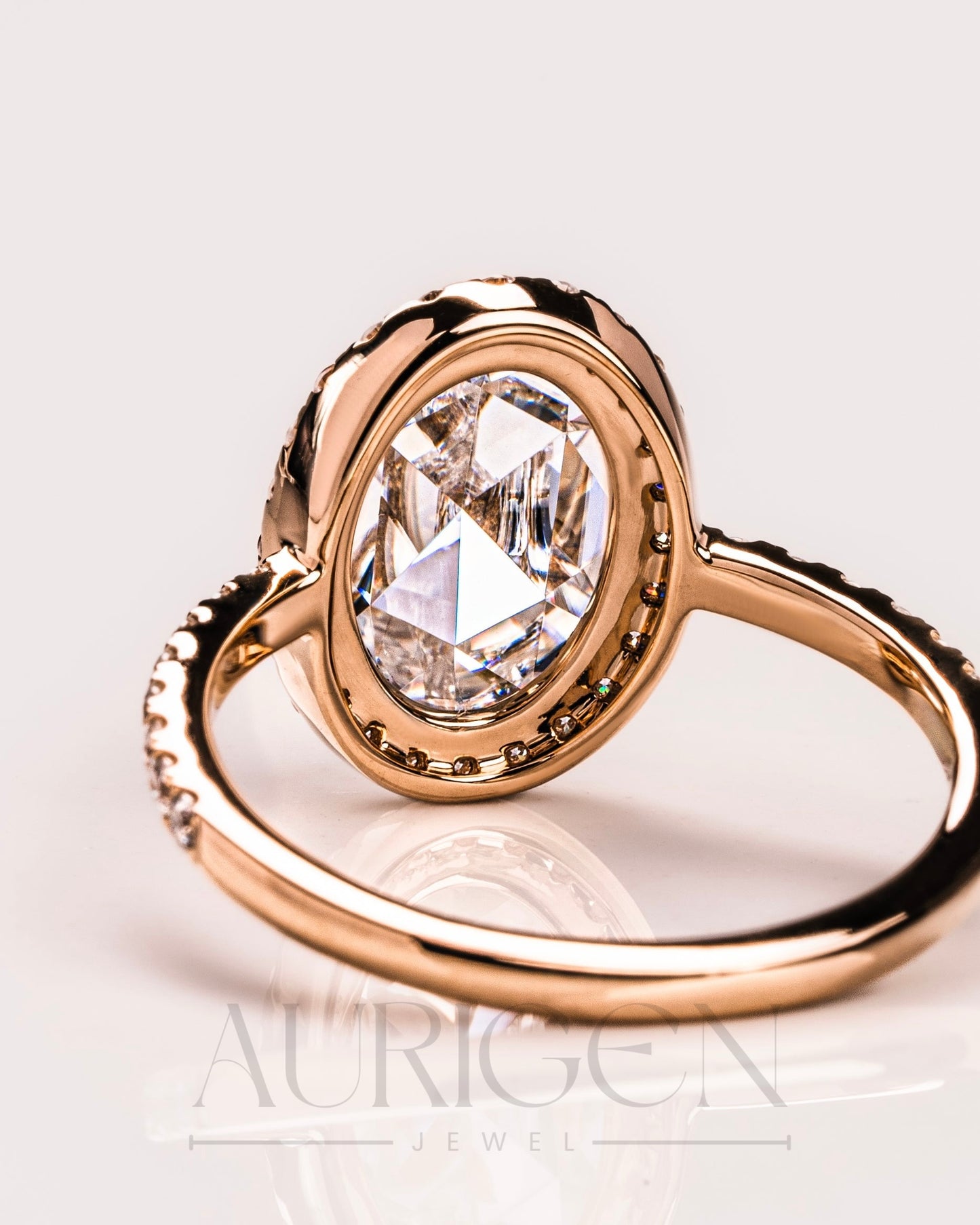 Elegant Oval Cut Moissanite and Lab Grown Diamond Ring With Halo and Pave Setting