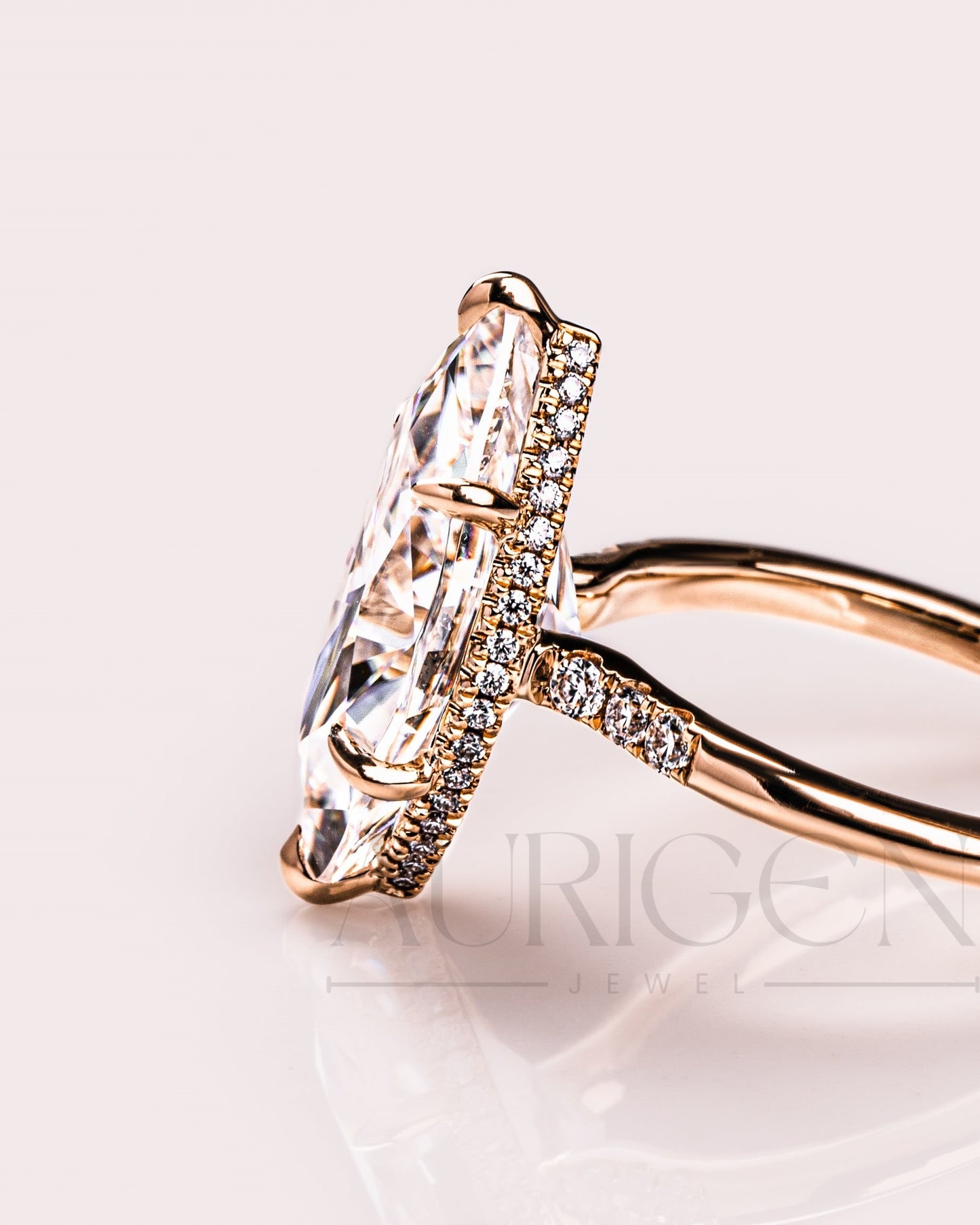 2.5 Ct Marquise Cut Moissanite Engagement Ring 6-Prong Set With Side Diamond 14K Solid Gold Ring