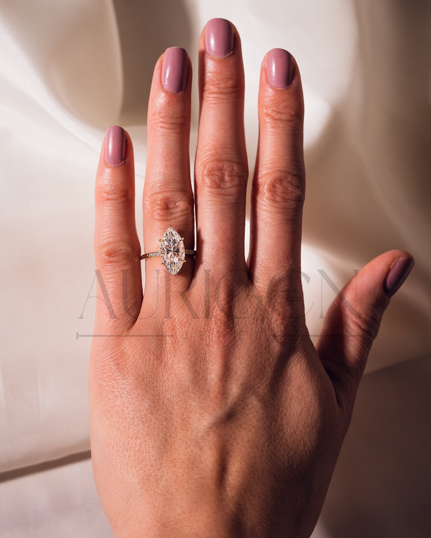 2.5 Ct Marquise Cut Moissanite Engagement Ring 6-Prong Set With Side Diamond 14K Solid Gold Ring