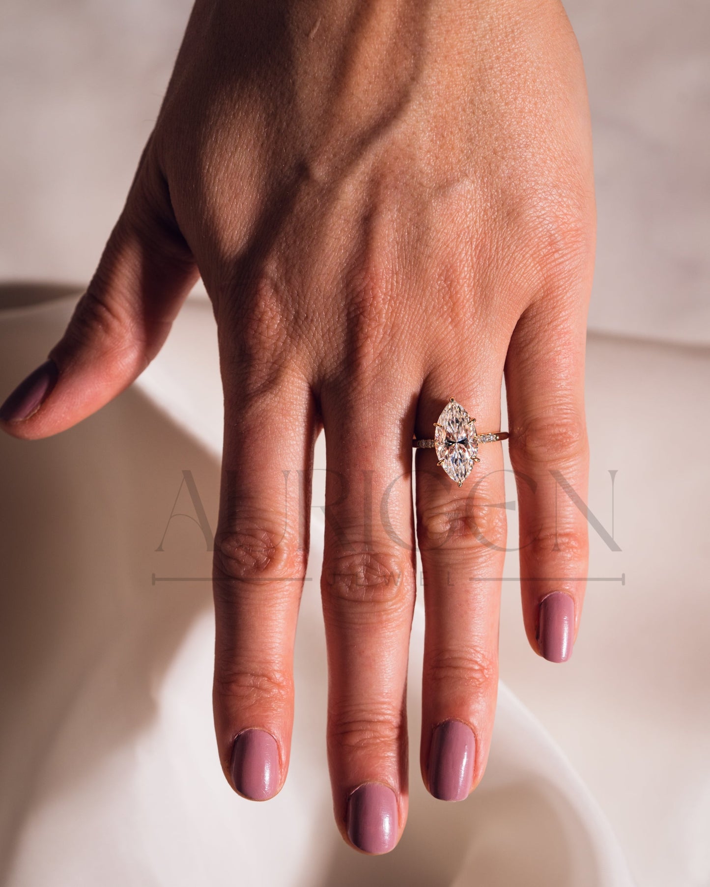 2.5 Ct Marquise Cut Moissanite Engagement Ring 6-Prong Set With Side Diamond 14K Solid Gold Ring
