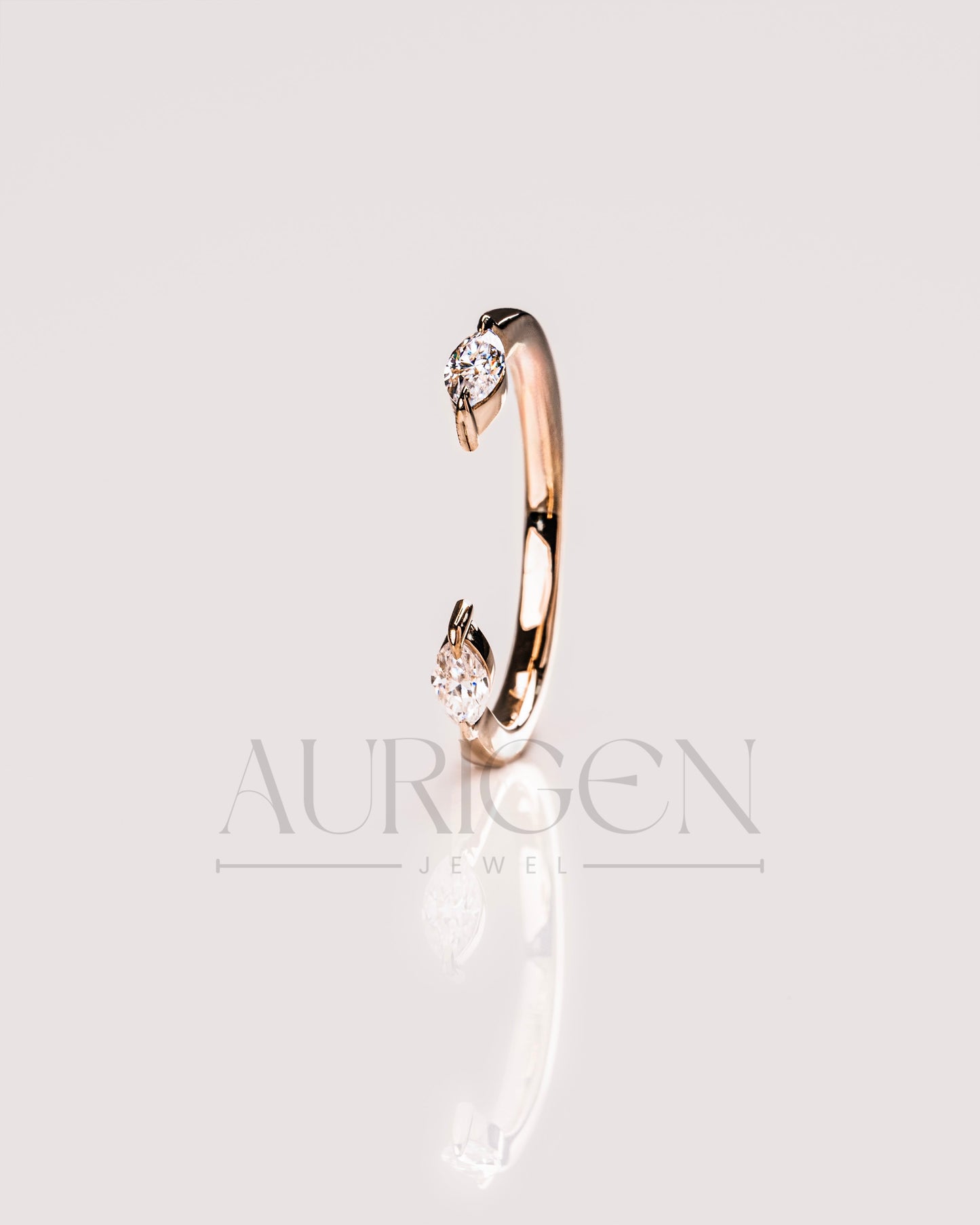 Fine Jewelry-Marquise Cut Moissanite and Lab Grown Diamond Toi Et Moi Band