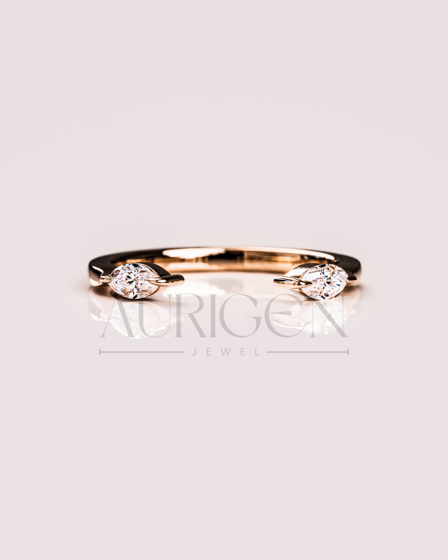 Fine Jewelry-Marquise Cut Moissanite and Lab Grown Diamond Toi Et Moi Band