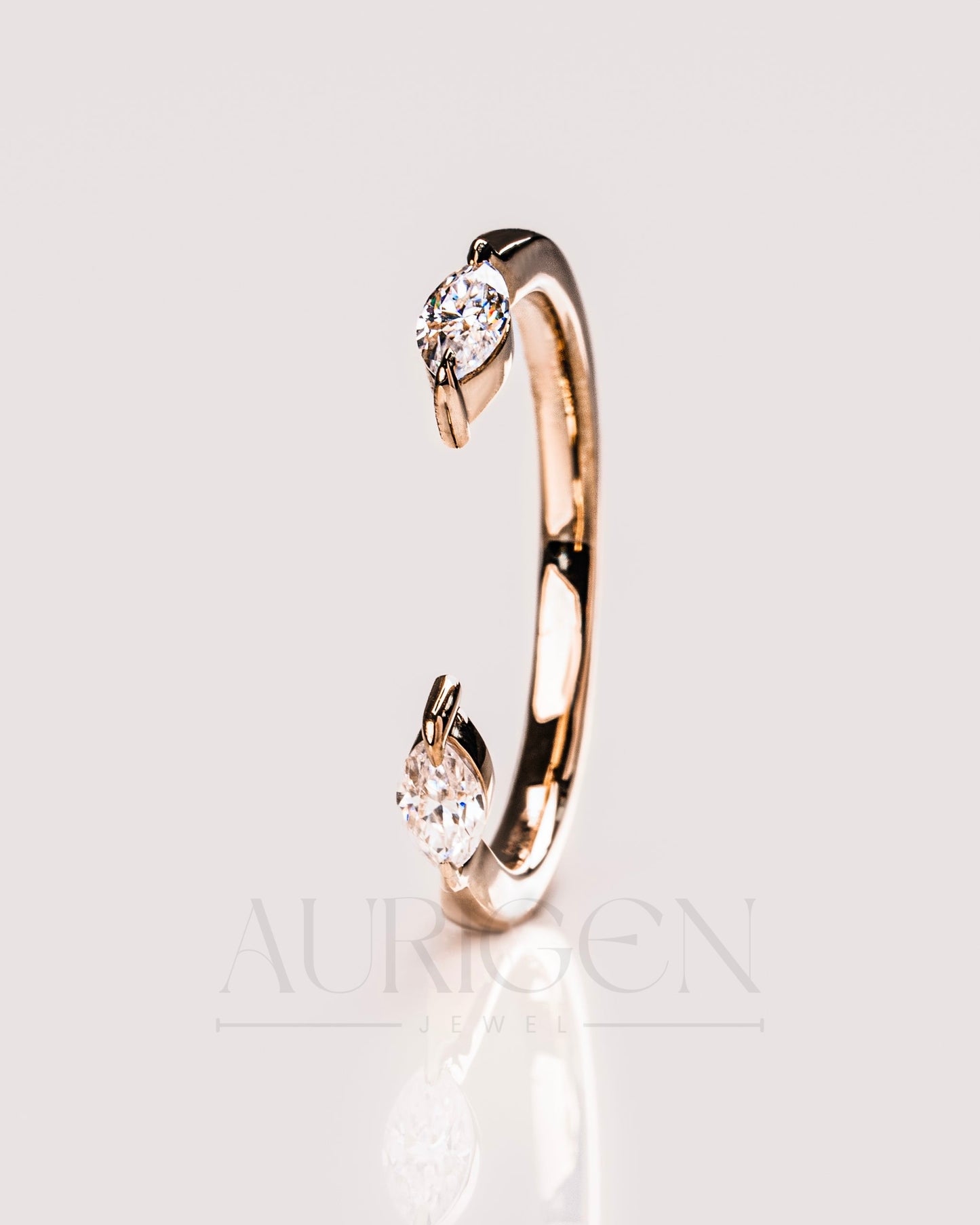 Fine Jewelry-Marquise Cut Moissanite and Lab Grown Diamond Toi Et Moi Band