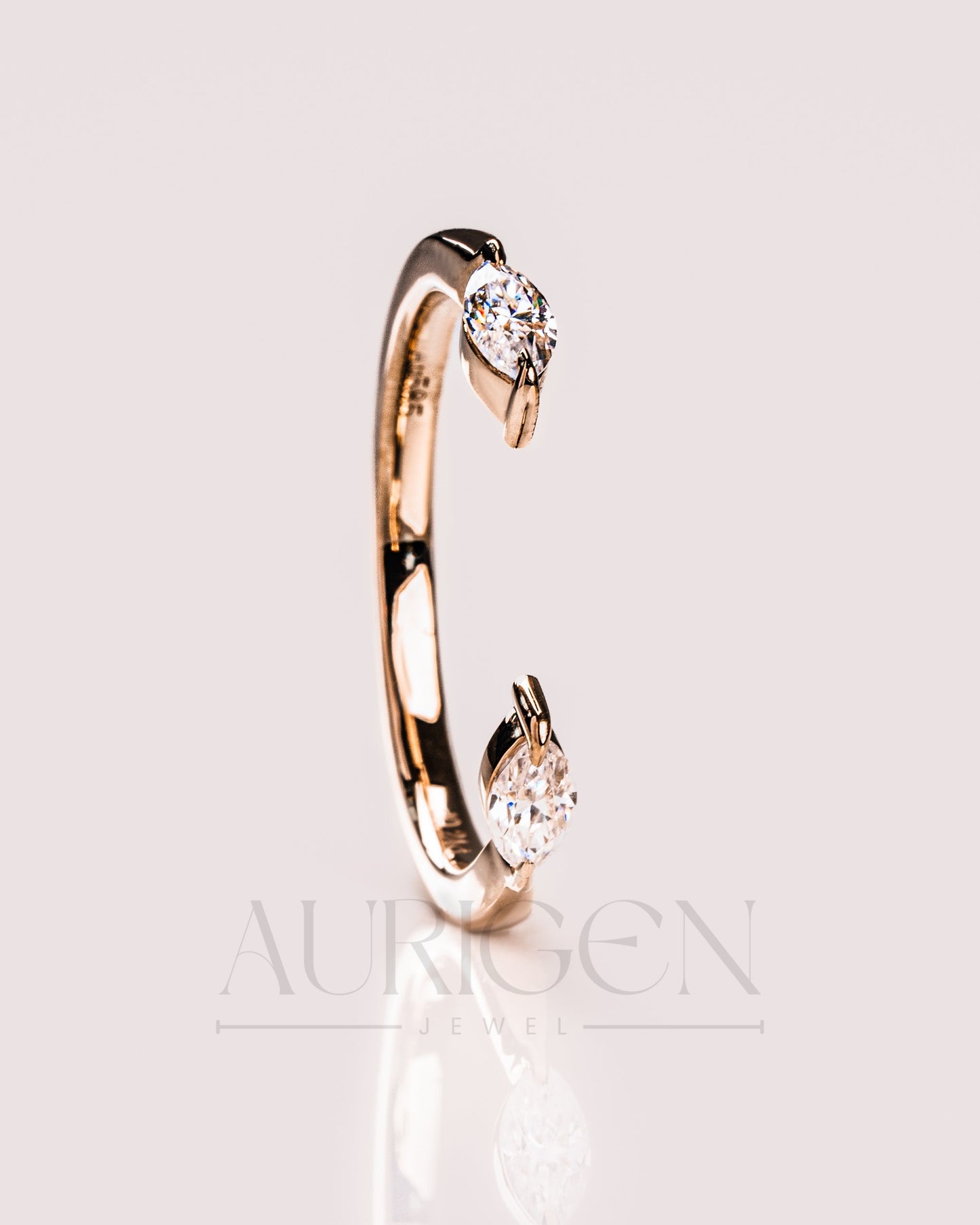 Fine Jewelry-Marquise Cut Moissanite and Lab Grown Diamond Toi Et Moi Band