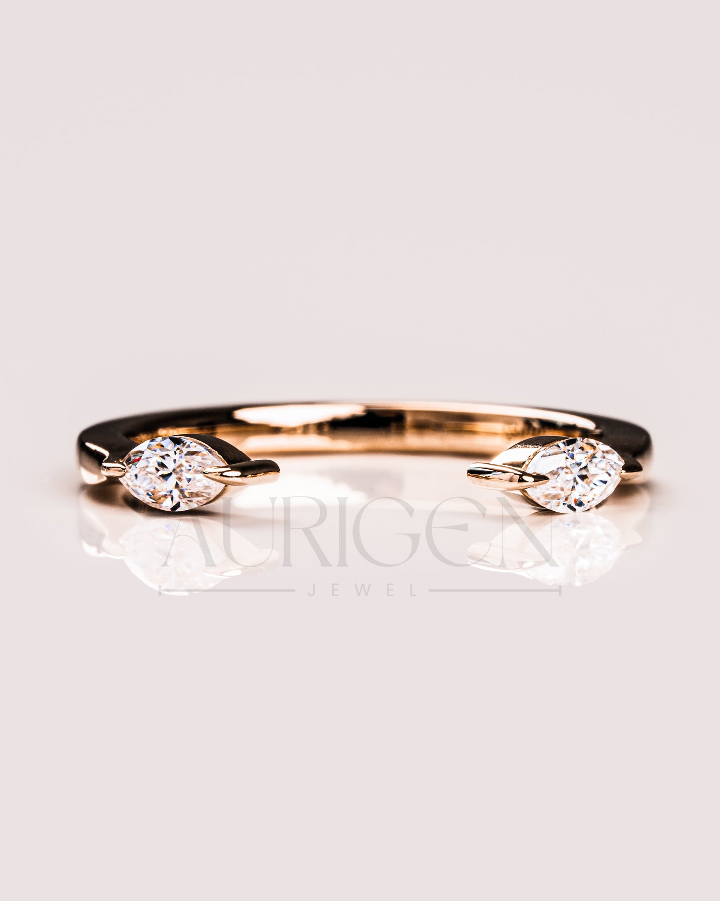 Fine Jewelry-Marquise Cut Moissanite and Lab Grown Diamond Toi Et Moi Band