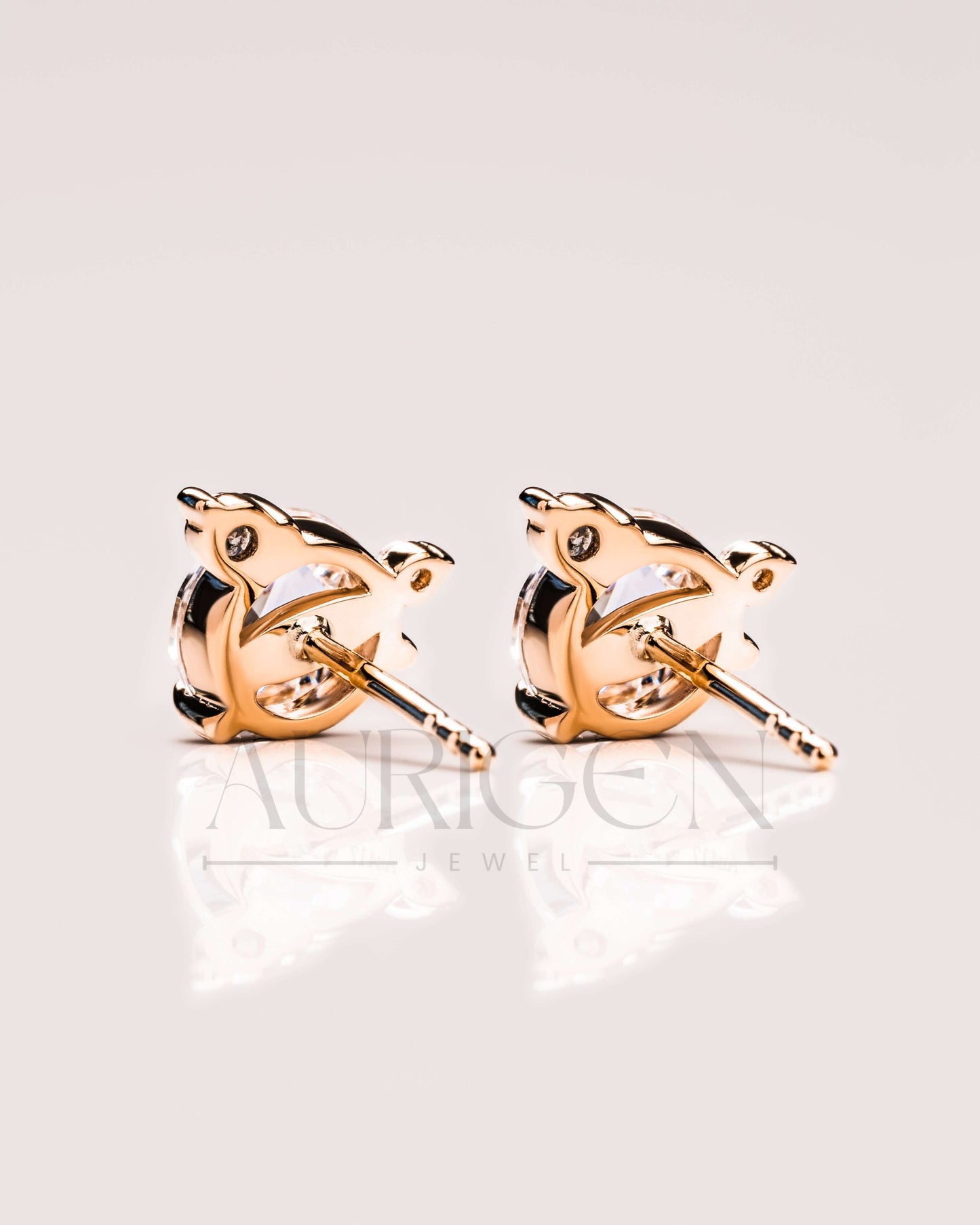 Elegant Round Rose Cut Cluster Earrings in 14k Yellow Gold