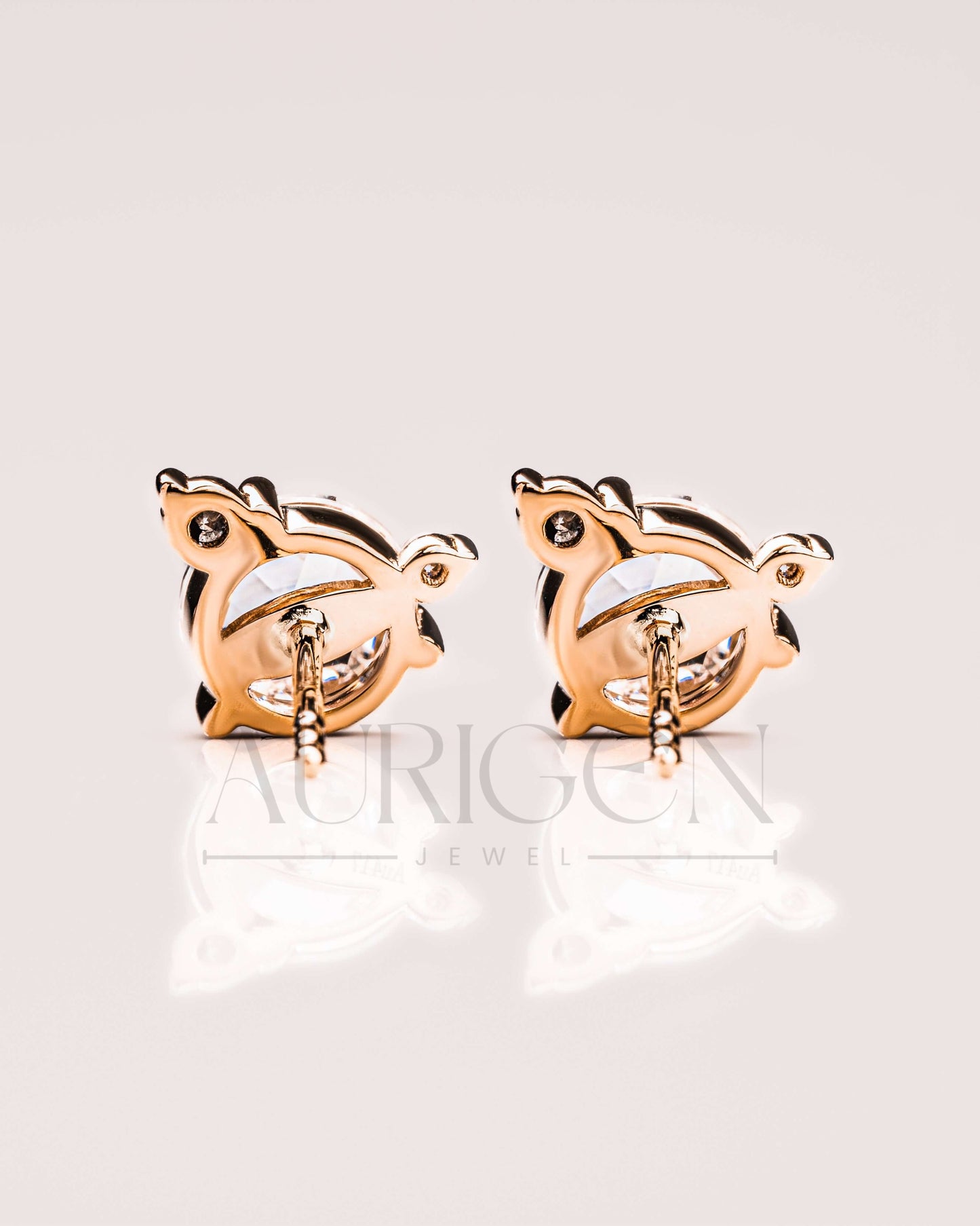 Elegant Round Rose Cut Cluster Earrings in 14k Yellow Gold