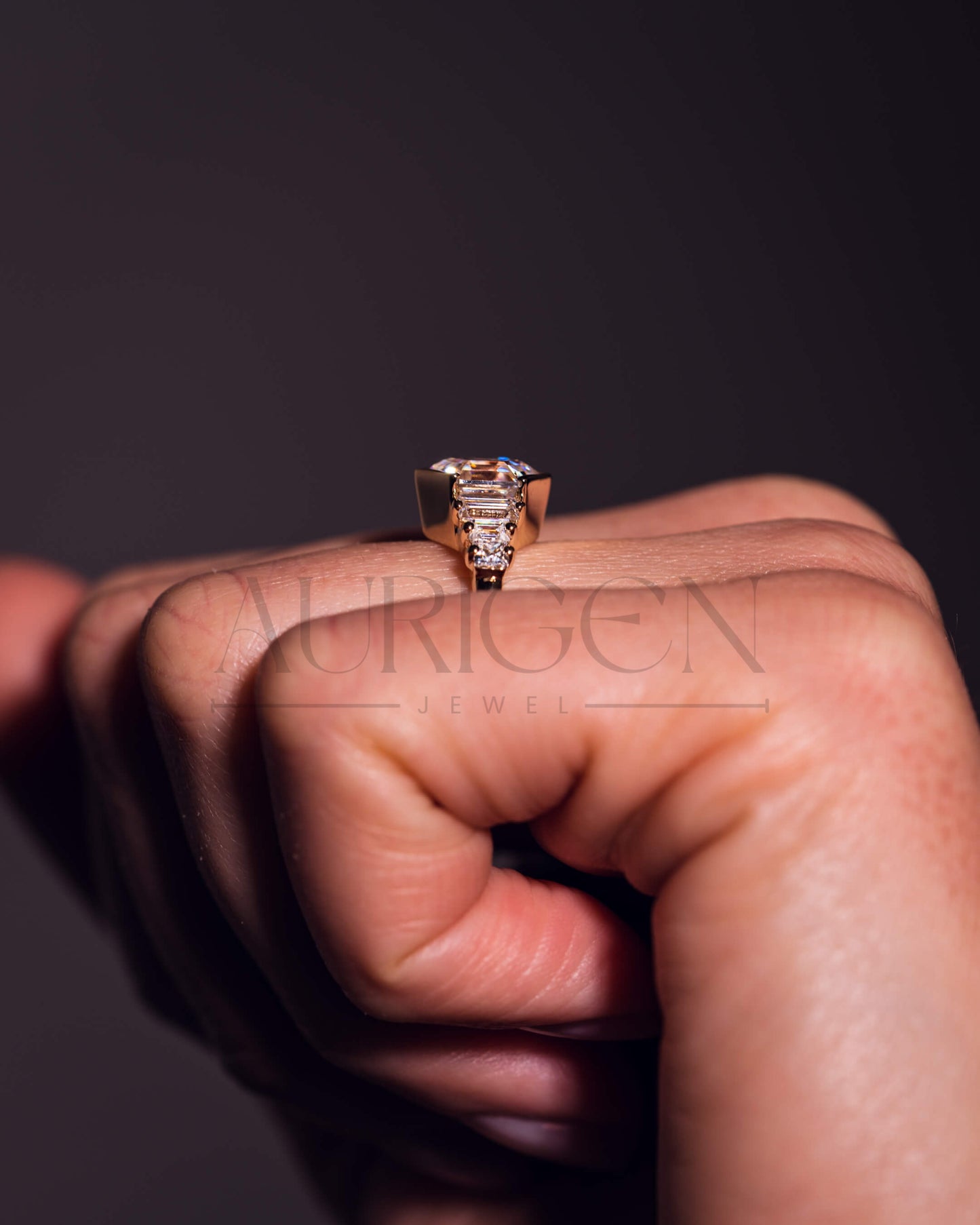 Moissanite and Lab Grown Diamond Hexagon Cut 14K Solid Gold Seven Stone Ring