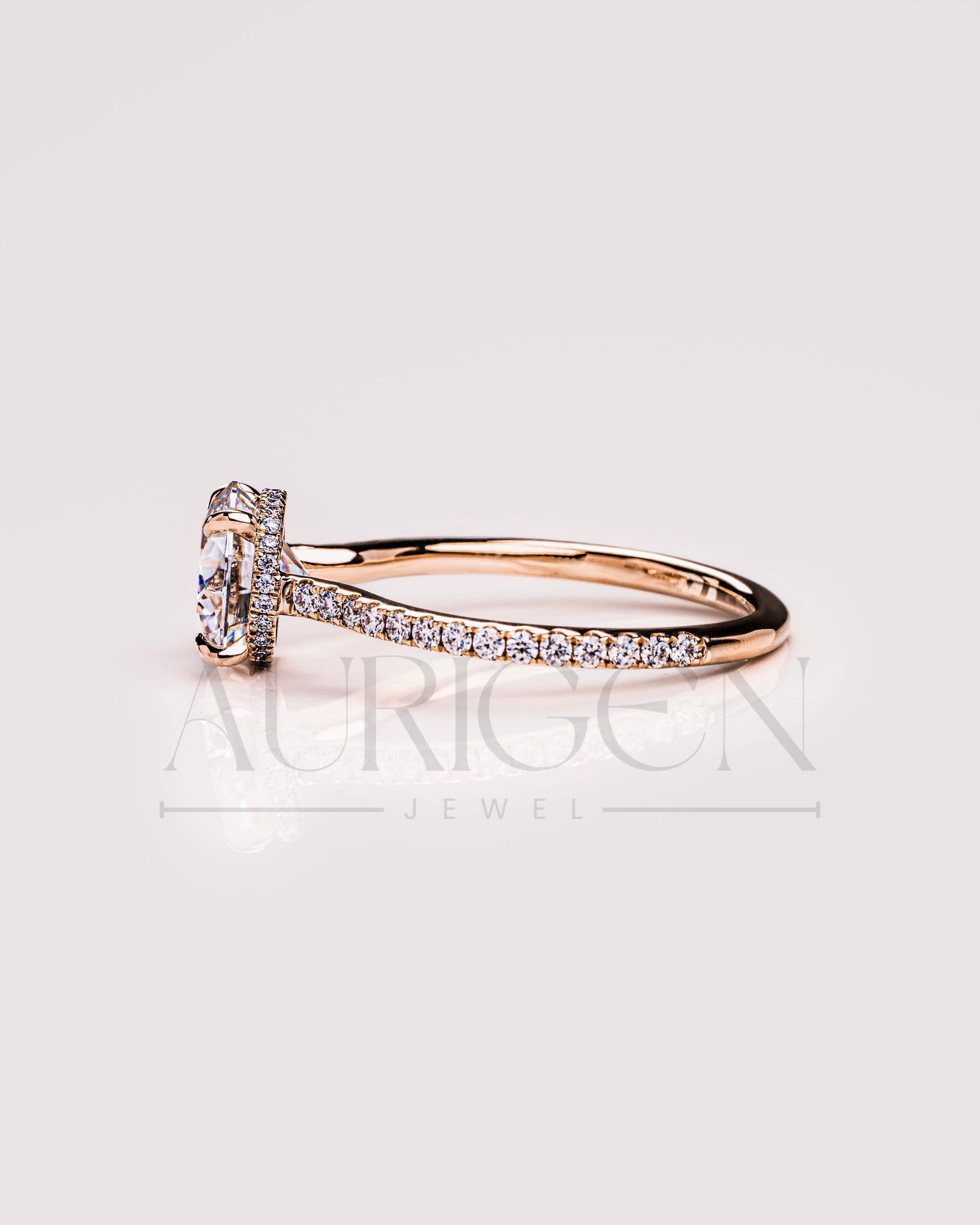 Lab Grown and Moissanite Diamond Round Cut Ring – Pave Engagement Ring in Solid Gold