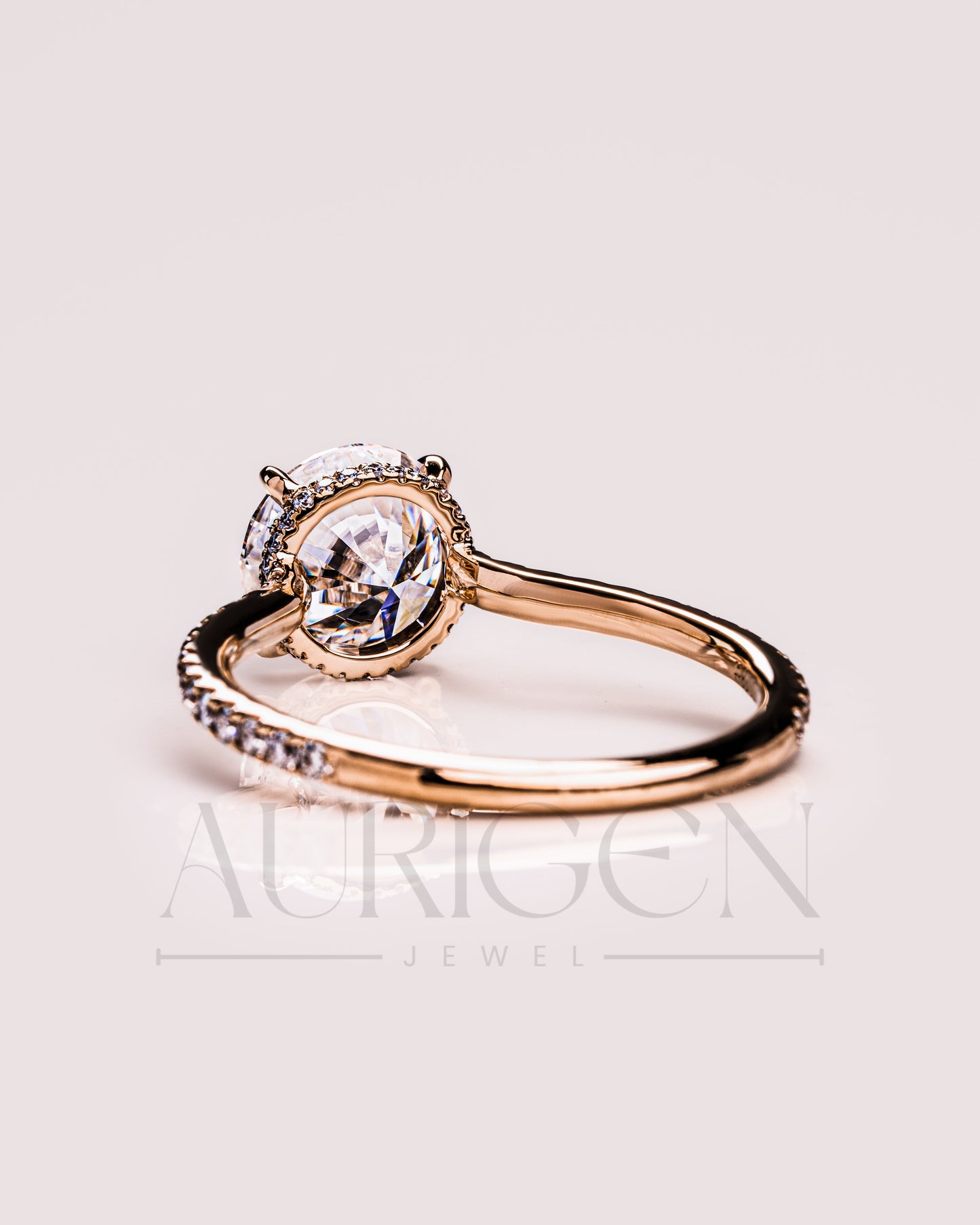 Lab Grown and Moissanite Diamond Round Cut Ring – Pave Engagement Ring in Solid Gold