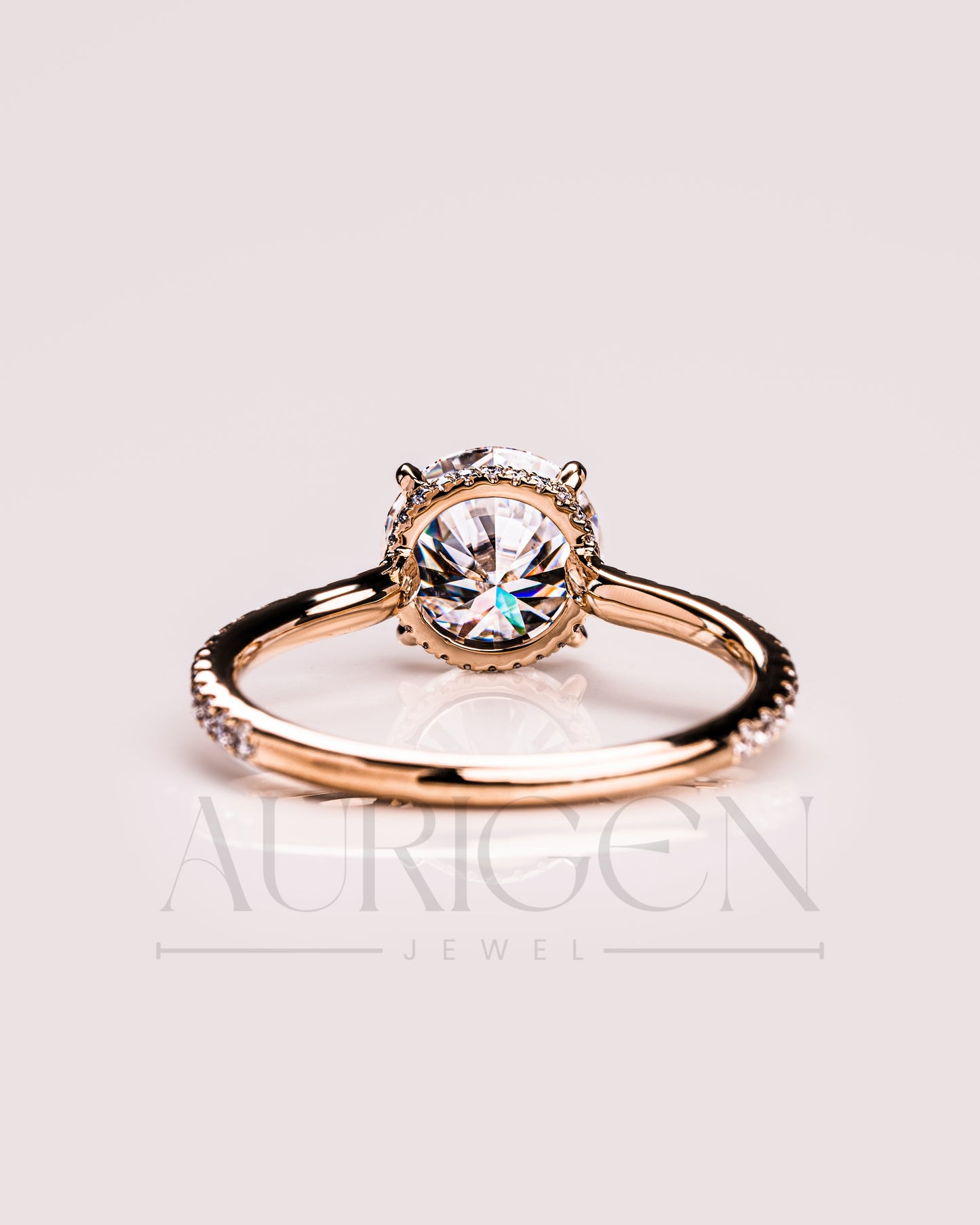 Lab Grown and Moissanite Diamond Round Cut Ring – Pave Engagement Ring in Solid Gold