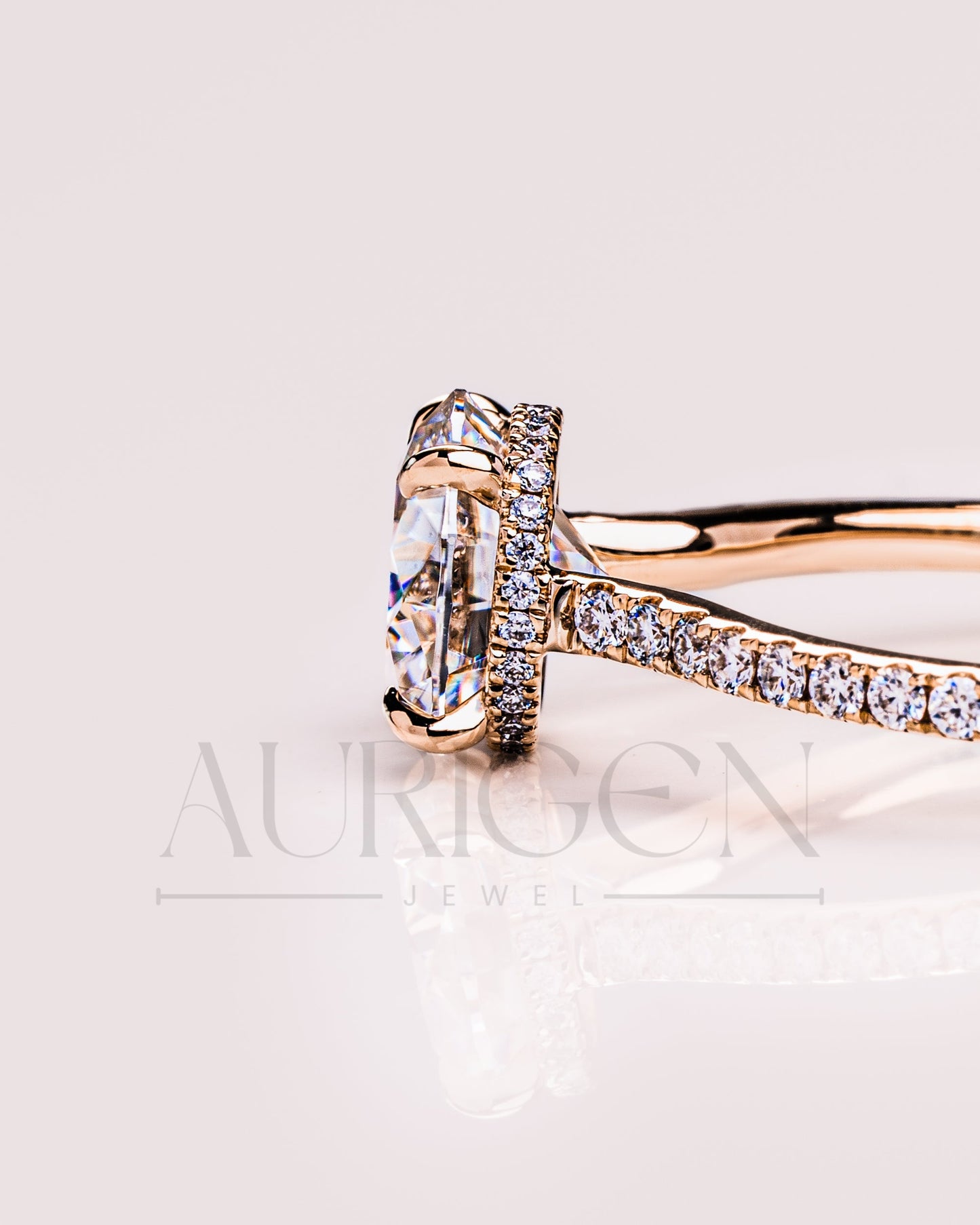Lab Grown and Moissanite Diamond Round Cut Ring – Pave Engagement Ring in Solid Gold